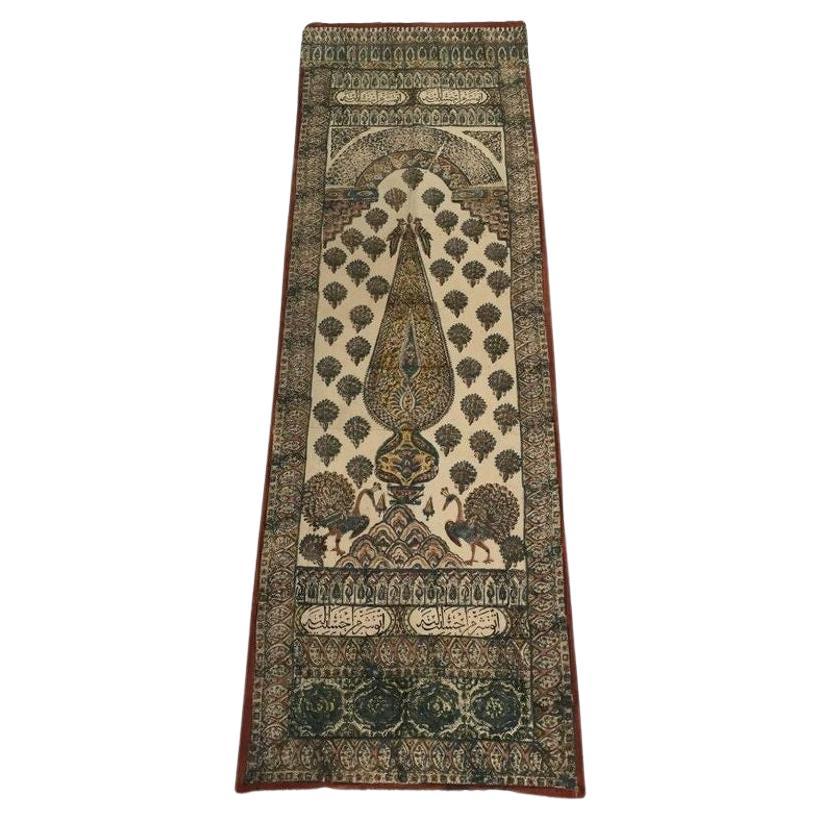 Moorish Paisley Woodblock Printed Textile Wall Hanging For Sale