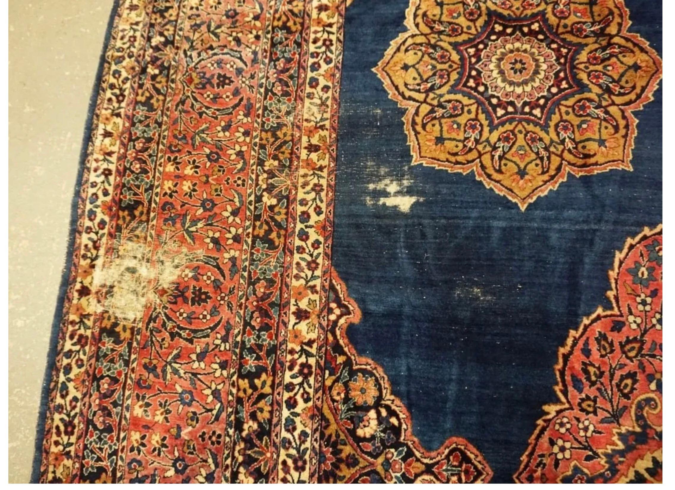 Wool Persian Palace Size Kerman Carpet  For Sale