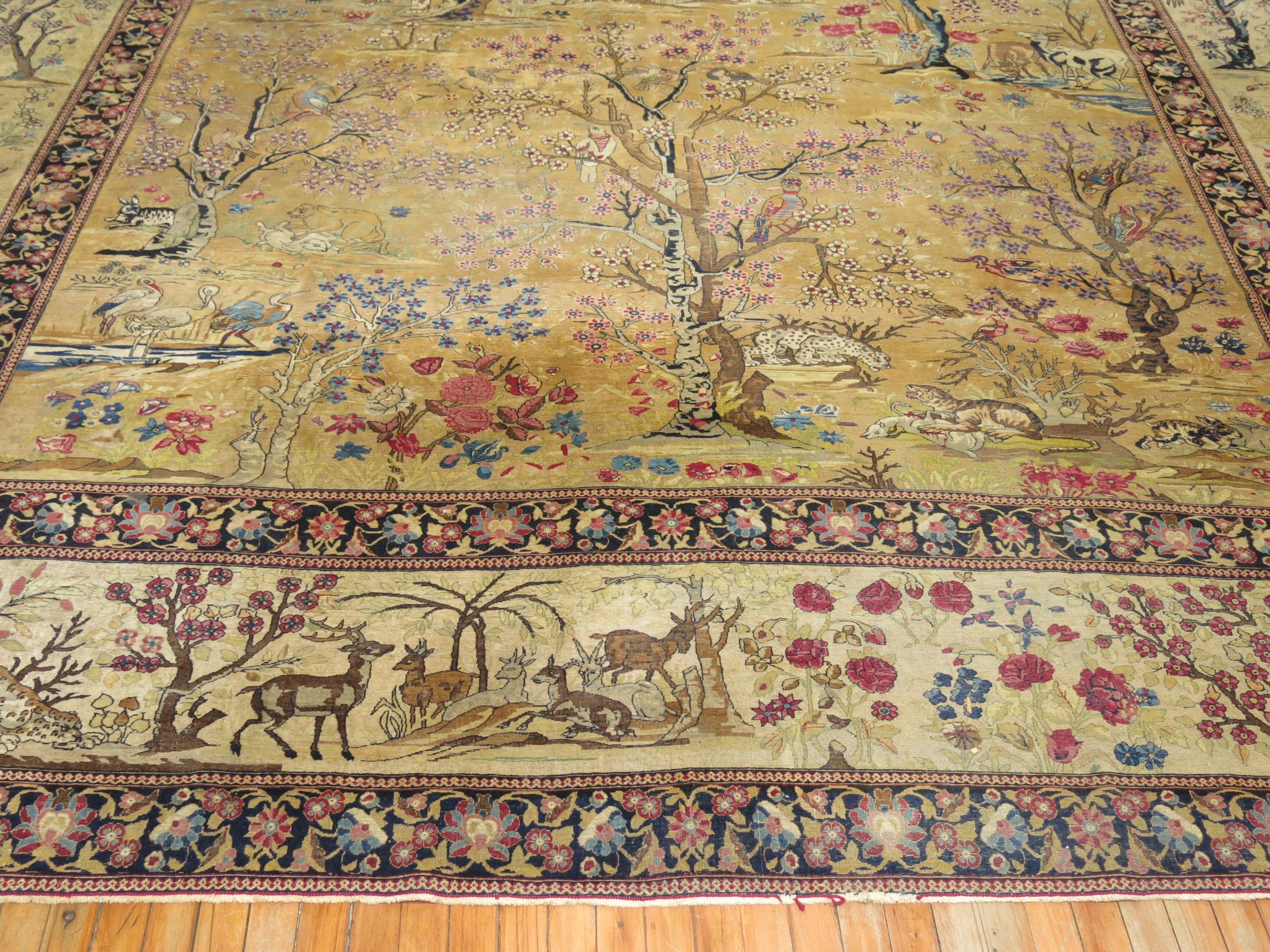 Persian Pictorial Animal Landscape Rug 9