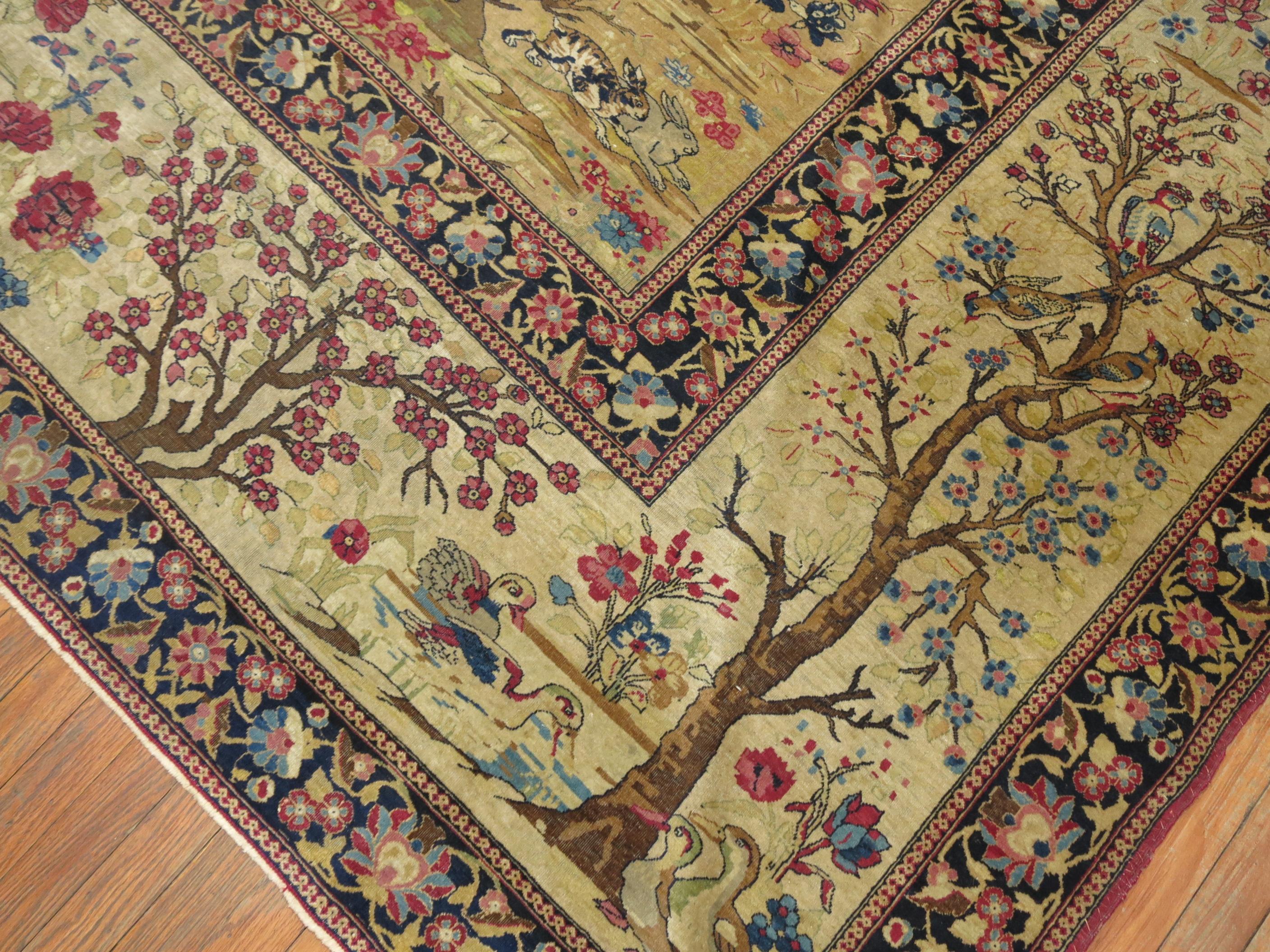 Persian Pictorial Animal Landscape Rug 10