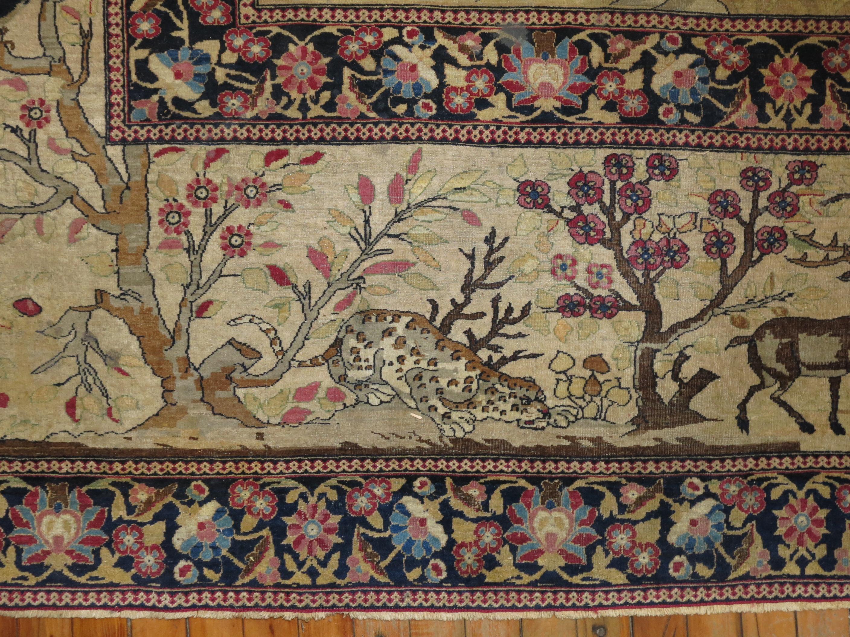 Persian Pictorial Animal Landscape Rug at 1stDibs | persian landscape