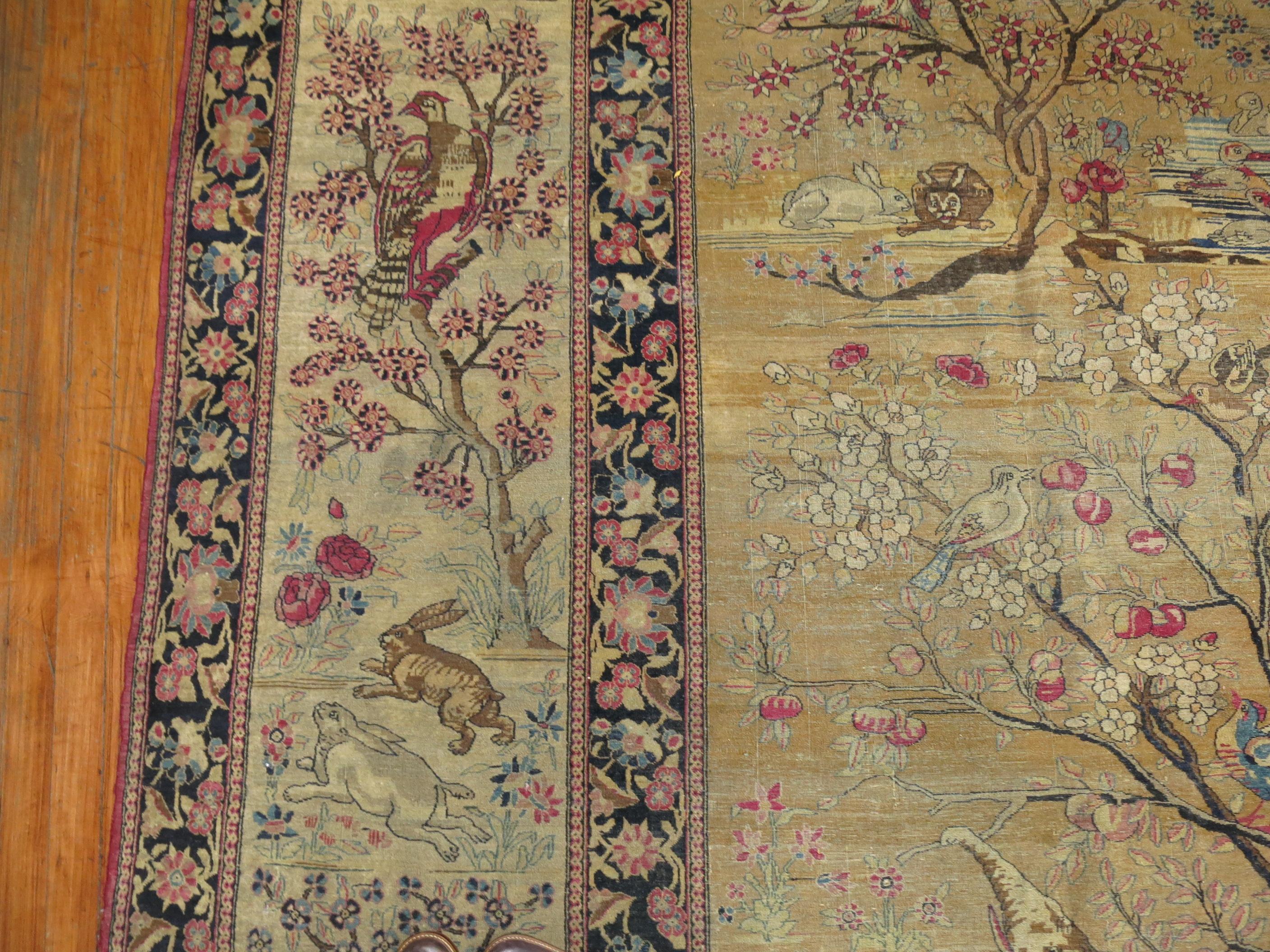 Persian Pictorial Animal Landscape Rug In Good Condition In New York, NY