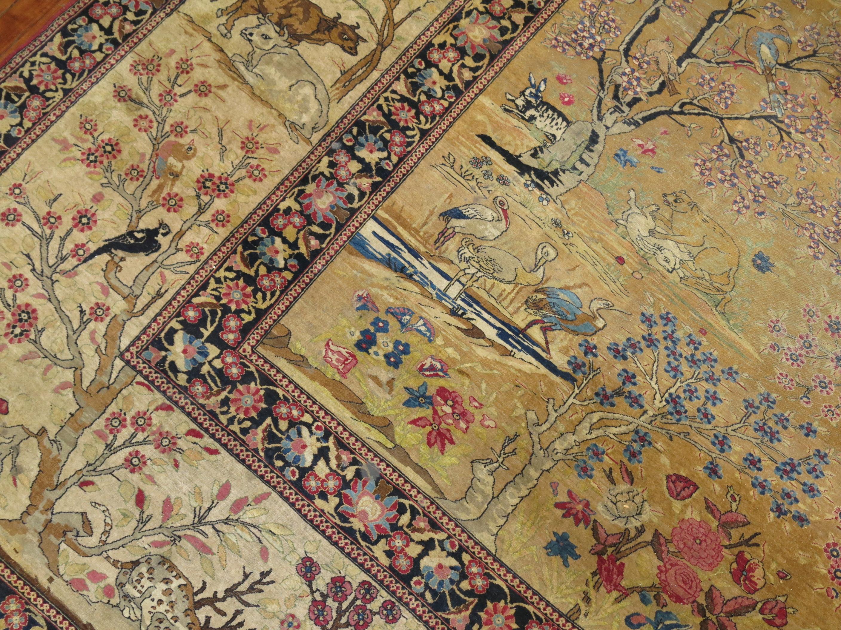Persian Pictorial Animal Landscape Rug 1