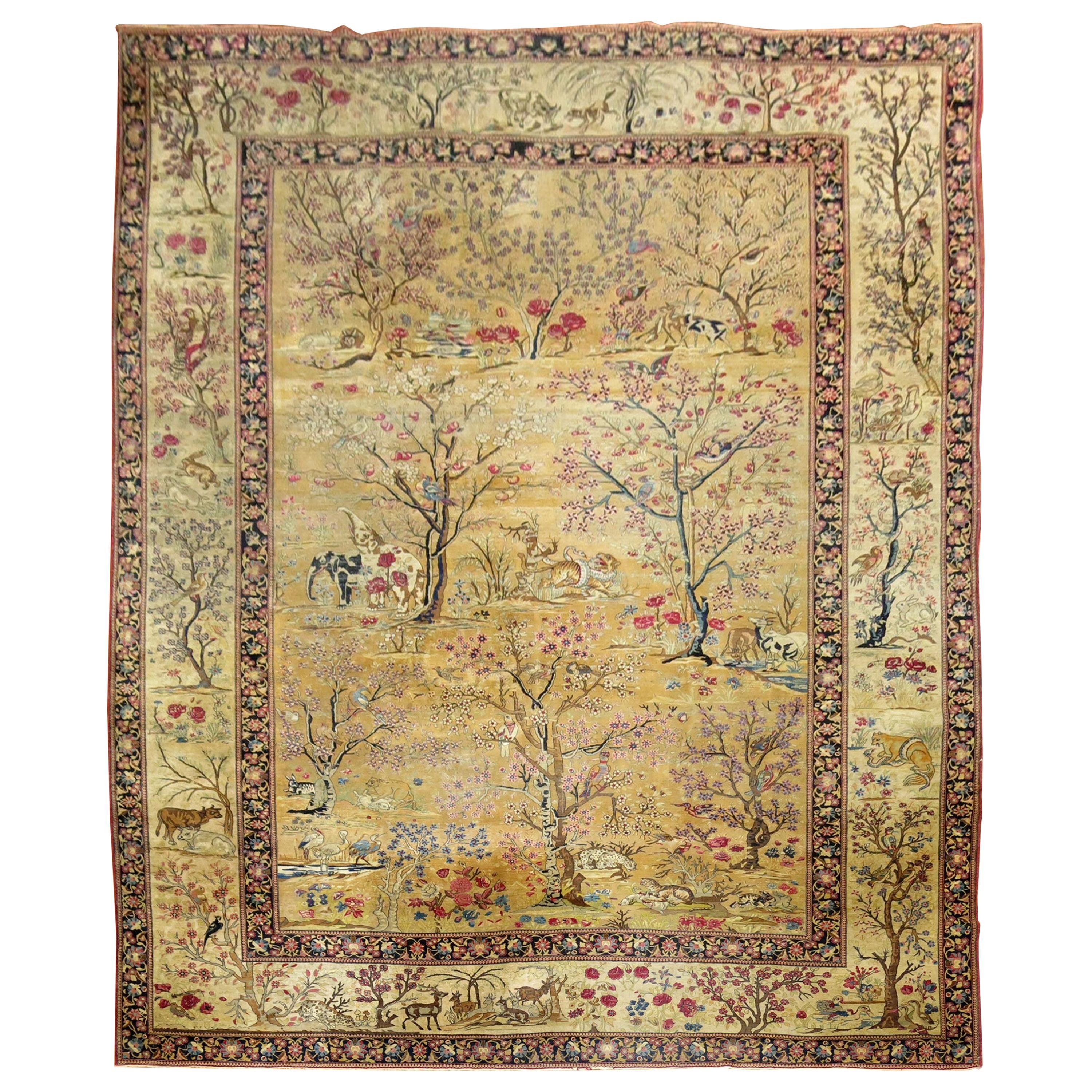 Persian Pictorial Animal Landscape Rug