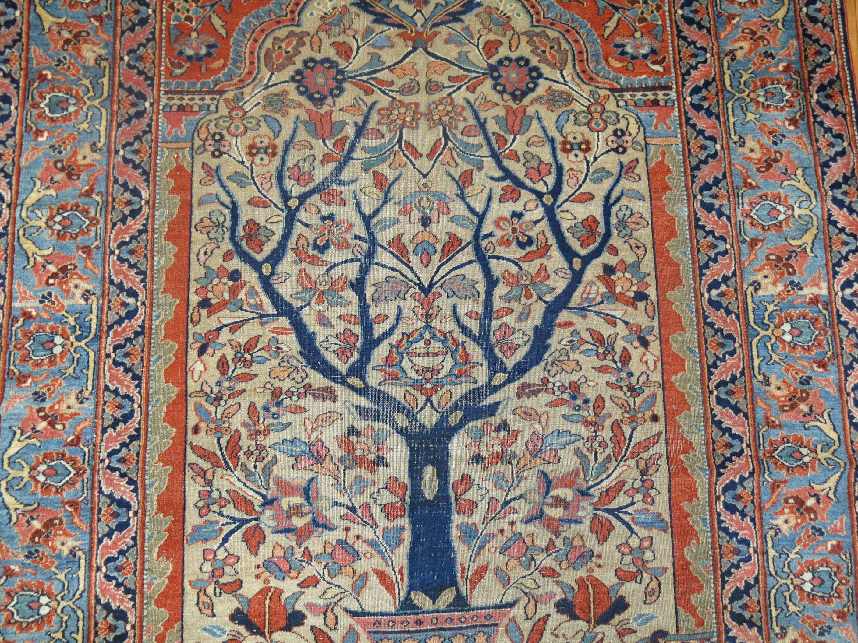 Zabihi Collection Persian Pictorial Doroksh Prayer Rug In Good Condition For Sale In New York, NY