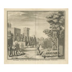 Castigos persas - Grabado del siglo XVIII sobre prácticas judiciales, por Philips