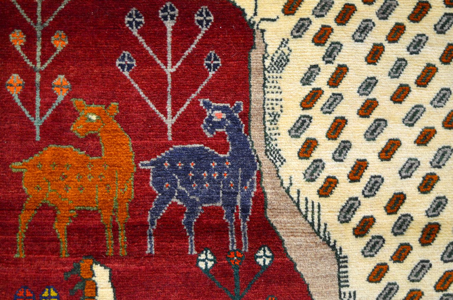 Mid-20th Century Persian Qashqai Kashkouli Leopard Animal Carpet, circa 1930