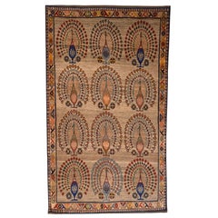 Persian Qashqai Peacock Carpet in Pure Handspun Wool and Vegetable Dyes