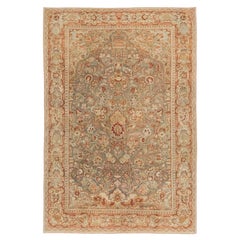 Tappeto persiano Qazvin, annodato a mano, 7.6x4.6 ft - Beige e rosso