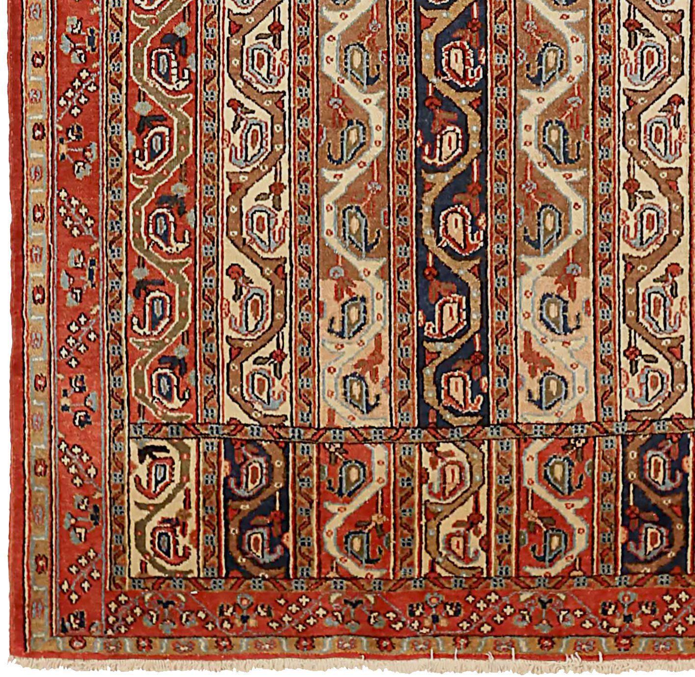 Persischer Qom Kleiner Teppich - Wolle Braun Elfenbein Rot 71343 (Asiatisch) im Angebot