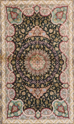 Extremely Fine Silk Persian Qum Area Rug 3'1" x 4'8"