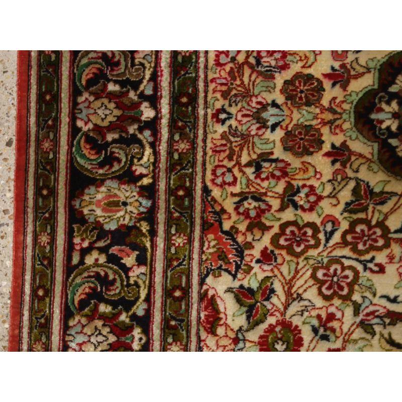 Asian Persian Qum Silk Rug with Fine Weave For Sale