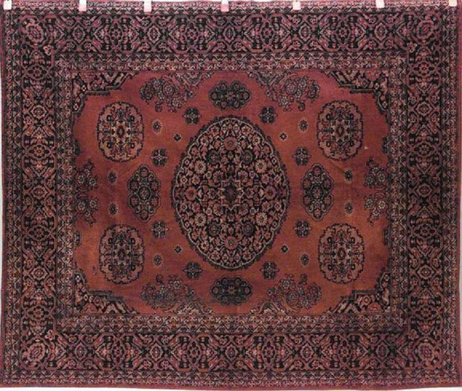 Islamico Copritavolo persiano in velluto rosso e nero in vendita