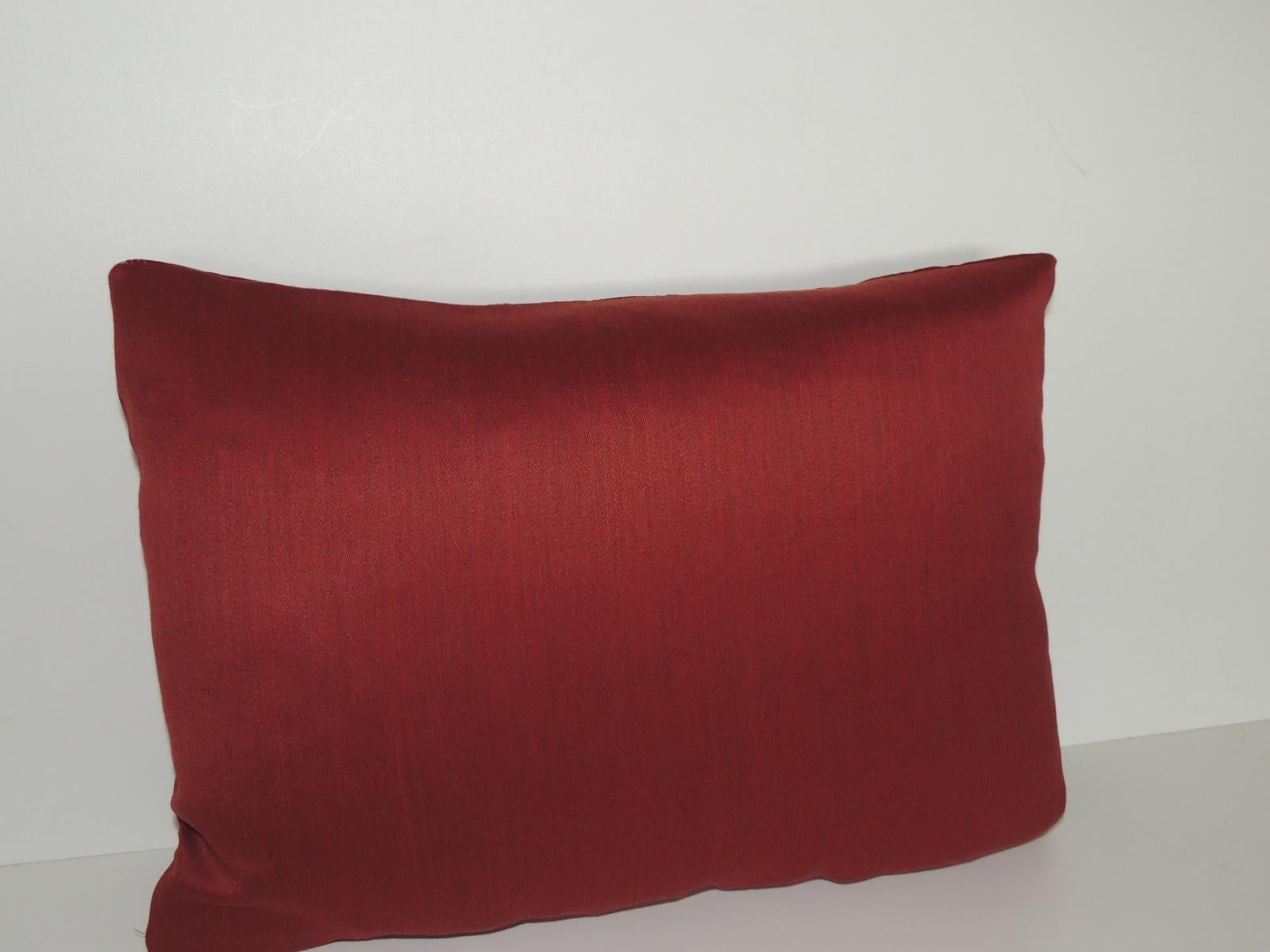 Hand-Crafted Antique Red and Gold Cotton Decorative Bolster Pillow