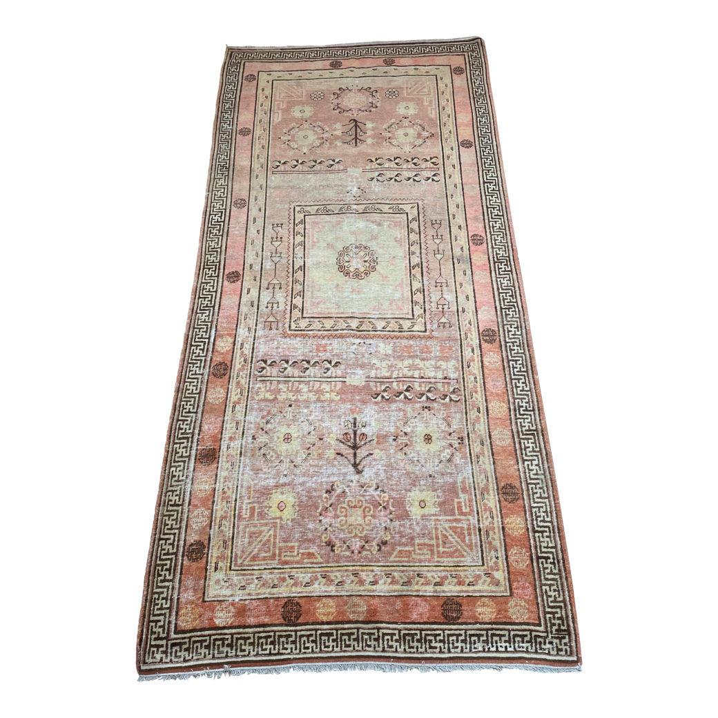 9’7″ x 4’4″

2094

 

An epitome of history, character and culture, Antique Khotan rugs add richness to a room. Produced in Khotan, an area situated along the silk trade route in the southern region of Xinjiang , these rugs reflect the intermarriage