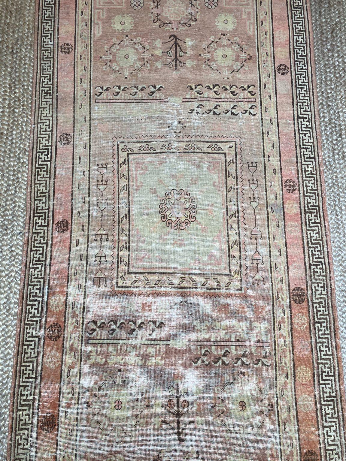 Persian Red Khotan 9’7″ x 4’4″ In Good Condition For Sale In Sag Harbor, NY
