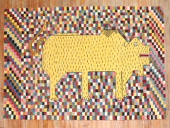 Persian Rhinoceros Checkerboard Kilim