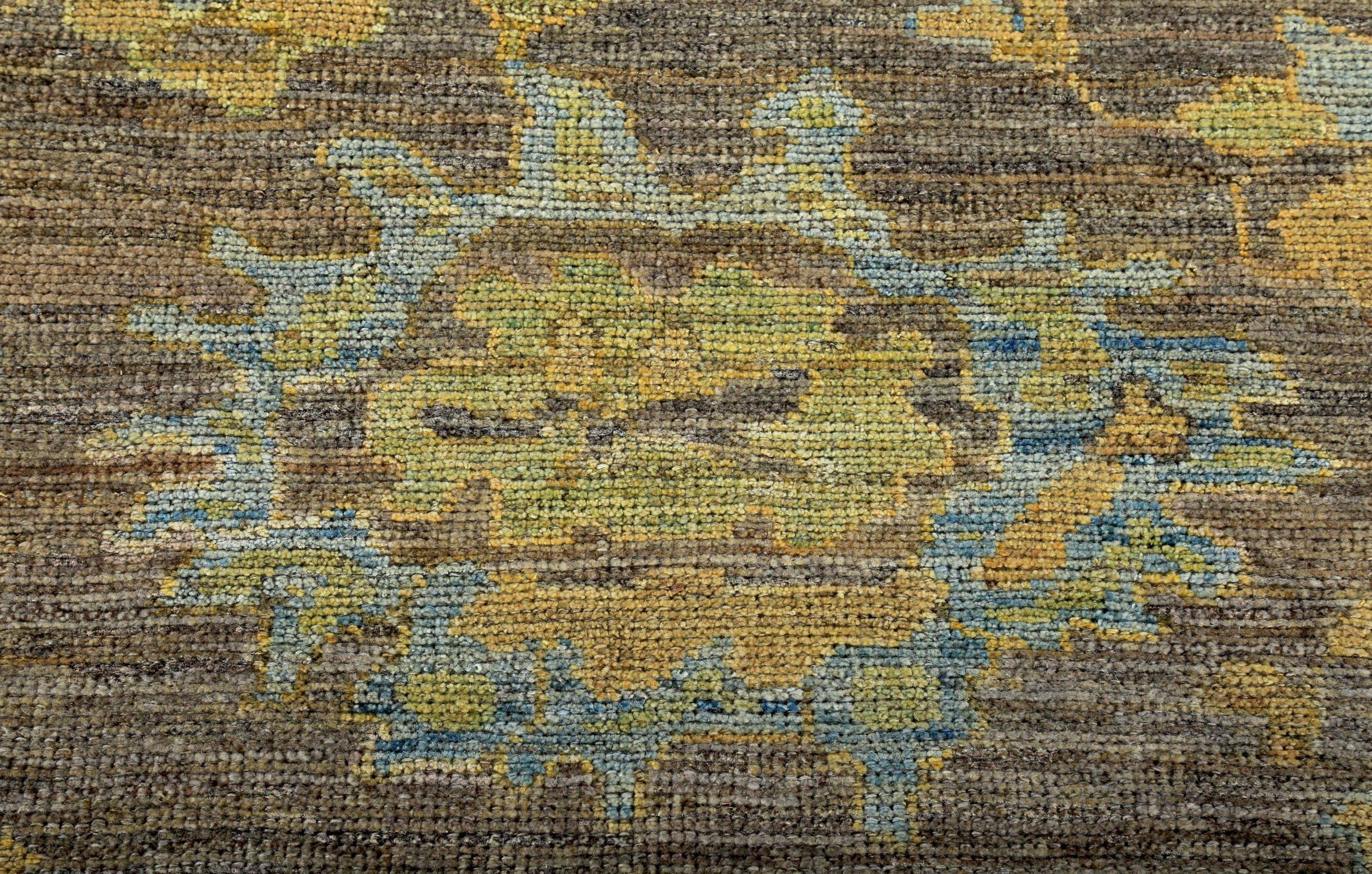 20th Century Persian Rose Collection Area Rugs Circa 1990 - Wool Blue Brown Yellow - 89078 For Sale