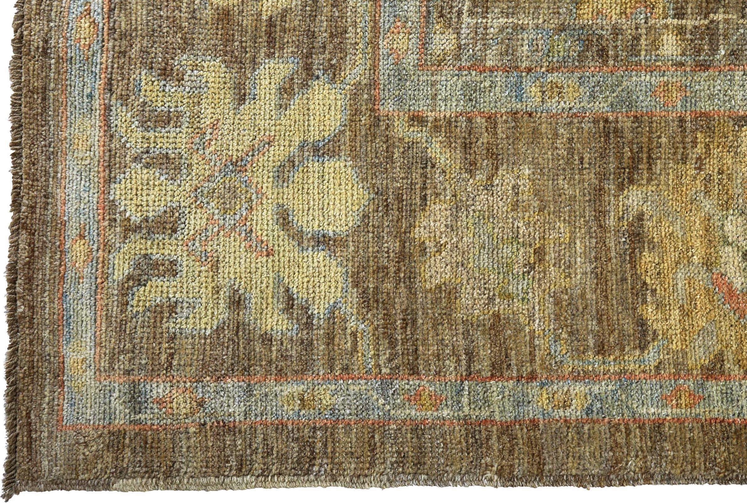 Asiatique Tapis de sol de la collection Persian Rose Circa 1990 - Laine Bleu Brown Yellow - 89113 en vente
