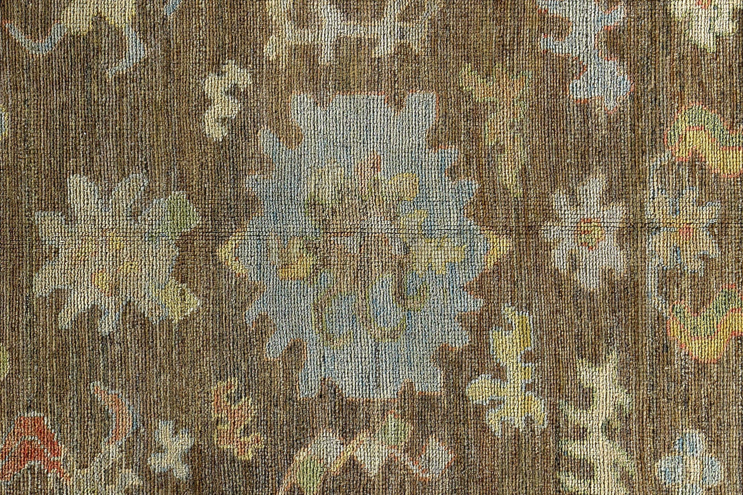 Tapis de sol de la collection Persian Rose Circa 1990 - Laine Bleu Brown Yellow - 89113 Excellent état - En vente à Dallas, TX