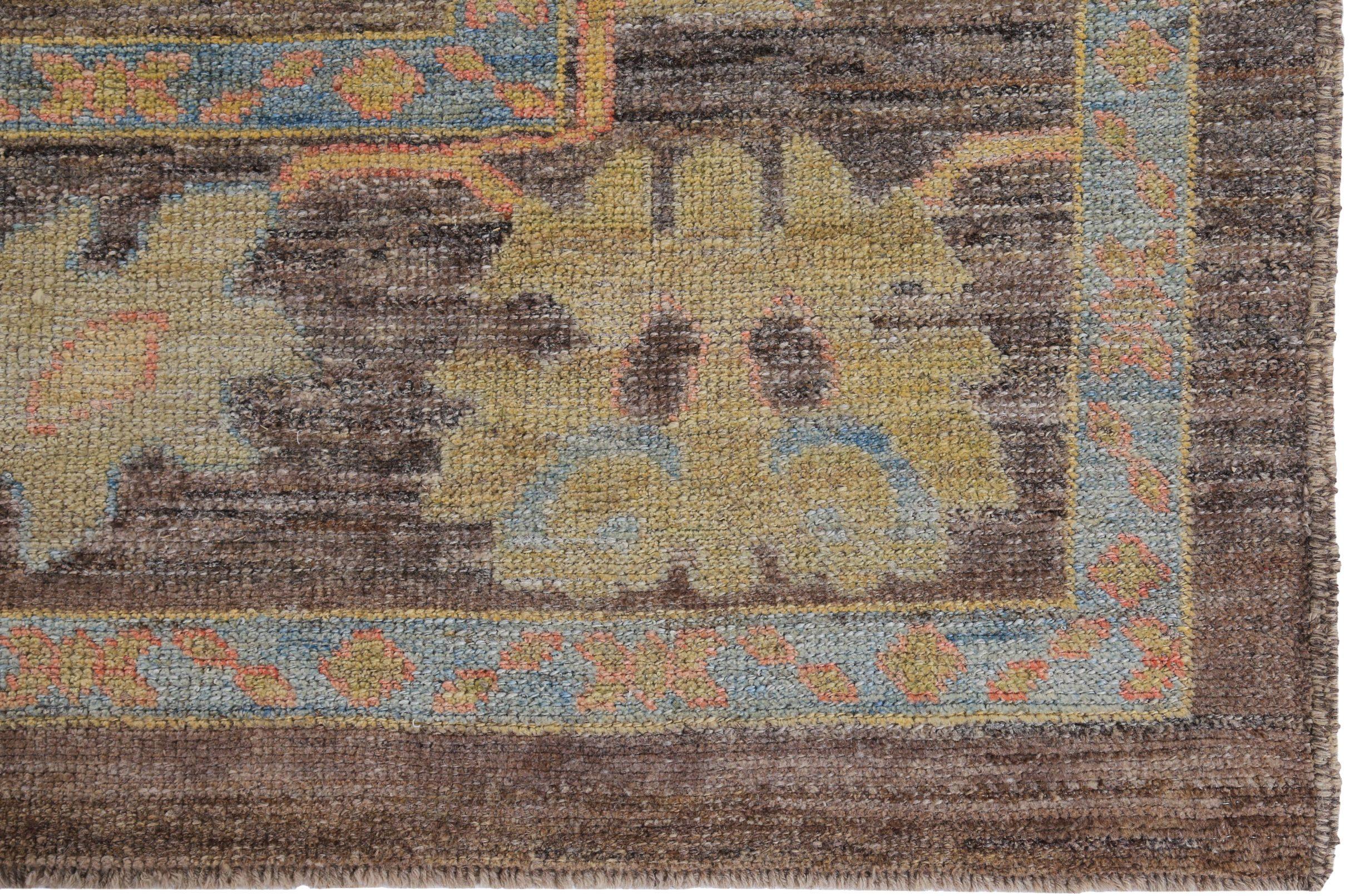 20ième siècle Tapis de sol de la collection Persian Rose Circa 1990 - Laine Bleu Brown Yellow - 89440 en vente