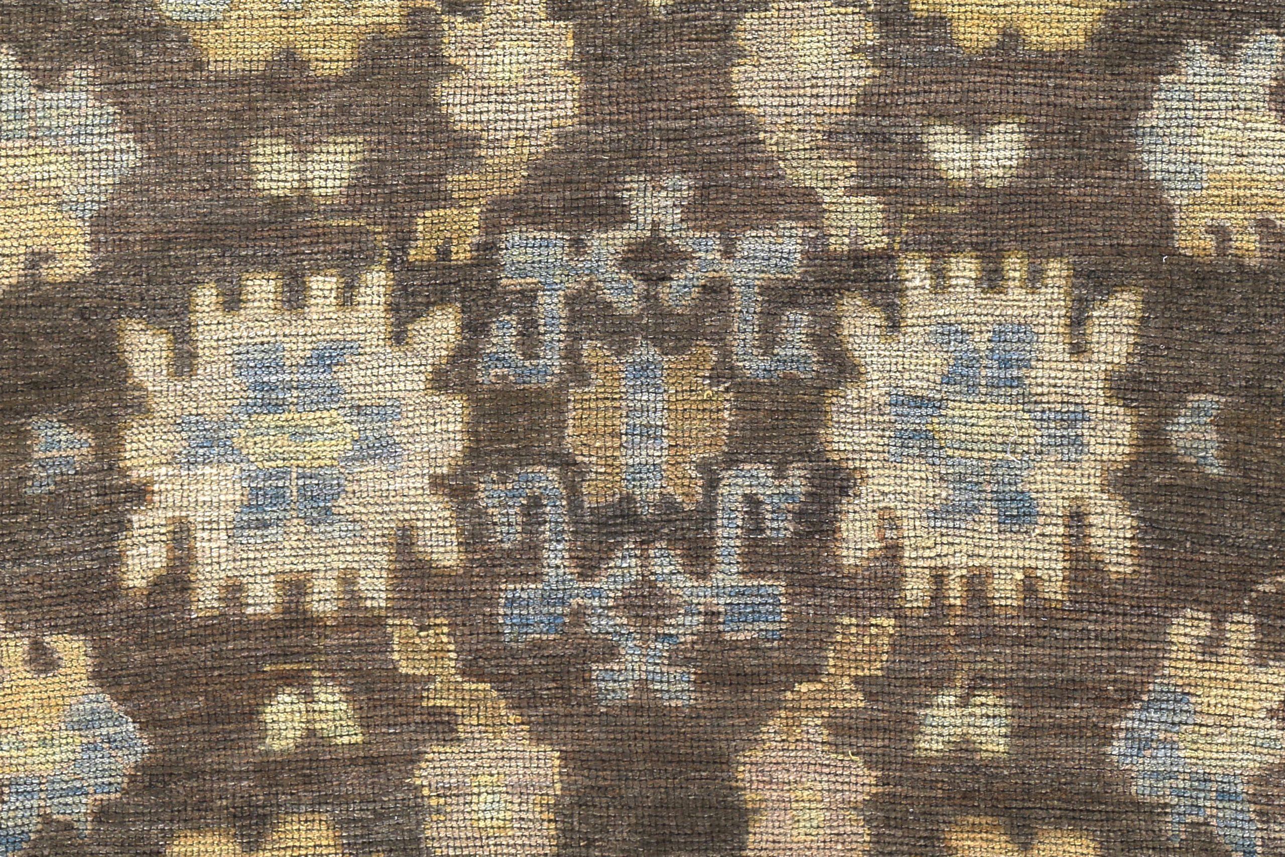 Asian Persian Rose Collection Area Rugs Circa 1990 - Wool Blue Brown Yellow - 89446 For Sale