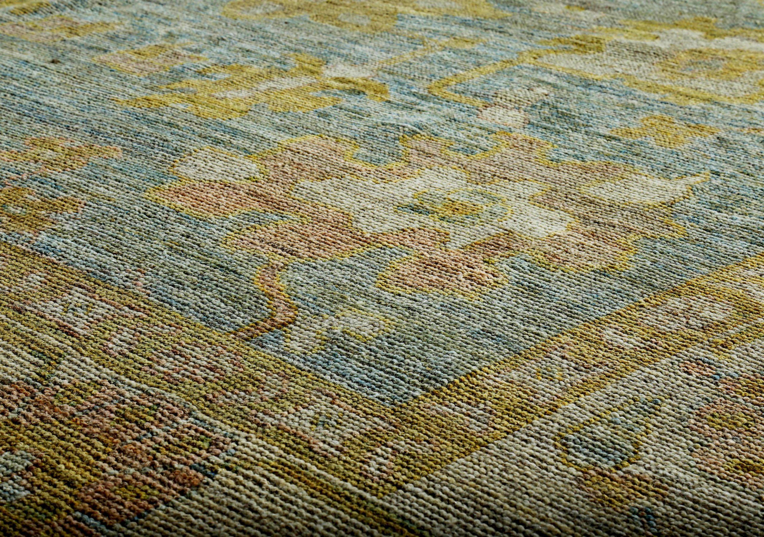 Asiatico Tappeti Persian Rose Collection'S Circa 1990 - Lana Blu Avorio Giallo - 89141 in vendita