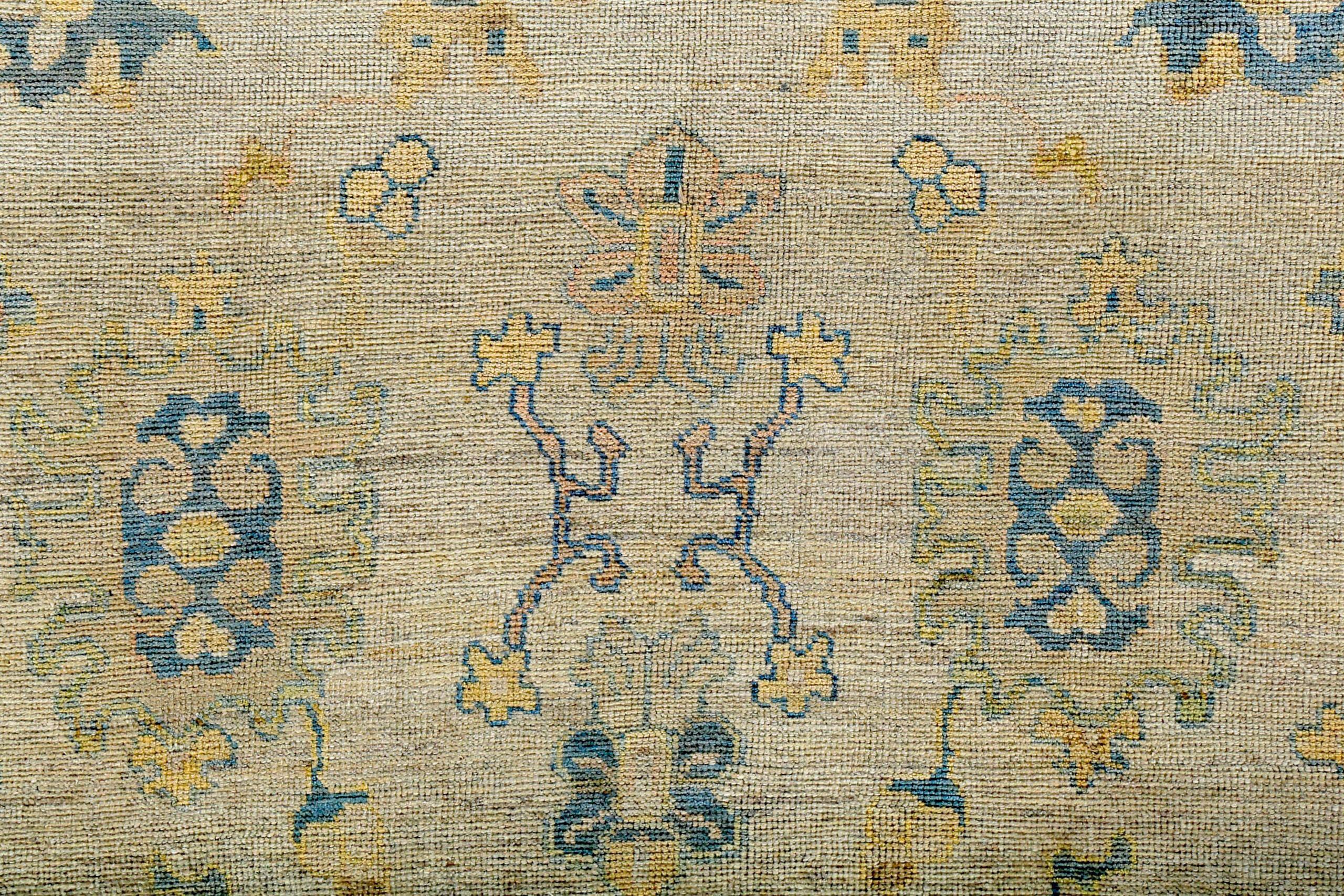 Asiatico Tappeti Persian Rose Collection'S Circa 1990 - Lana Blu Avorio Giallo - 89288 in vendita