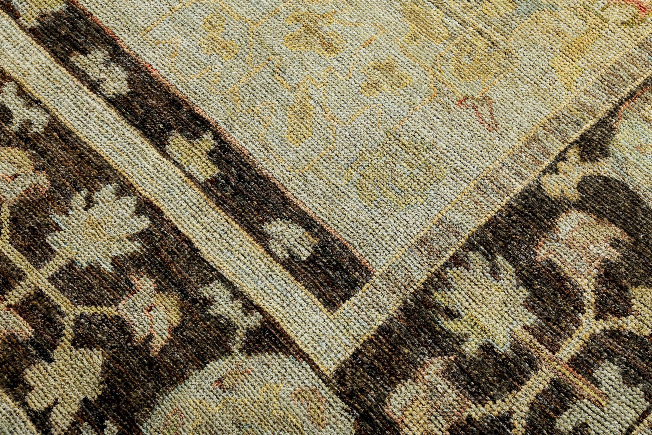 20th Century Persian Rose Collection Area Rugs Circa 1990 - Wool Brown Green Ivory - 89276 For Sale