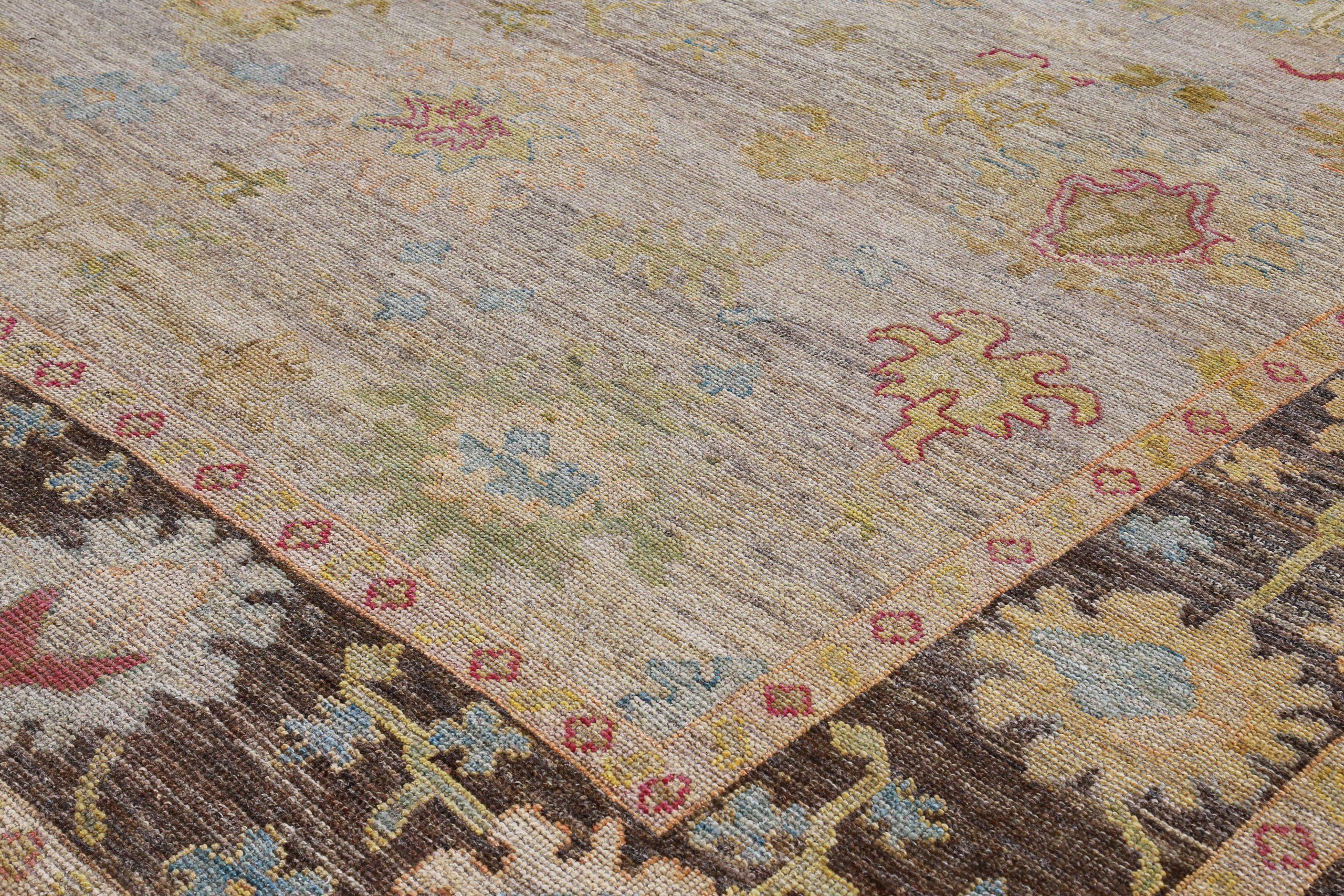 Tappeti Persian Rose Collection'S Circa 1990 - Lana Marrone Verde Avorio - 89568 In condizioni ottime in vendita a Dallas, TX