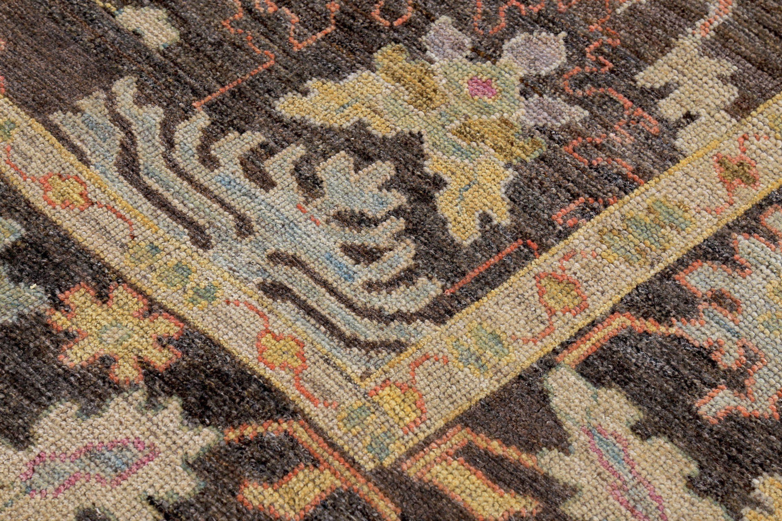 Tappeti Persian Rose Collection'S Circa 1990 - Lana Marrone Avorio Design - 89379 In condizioni ottime in vendita a Dallas, TX