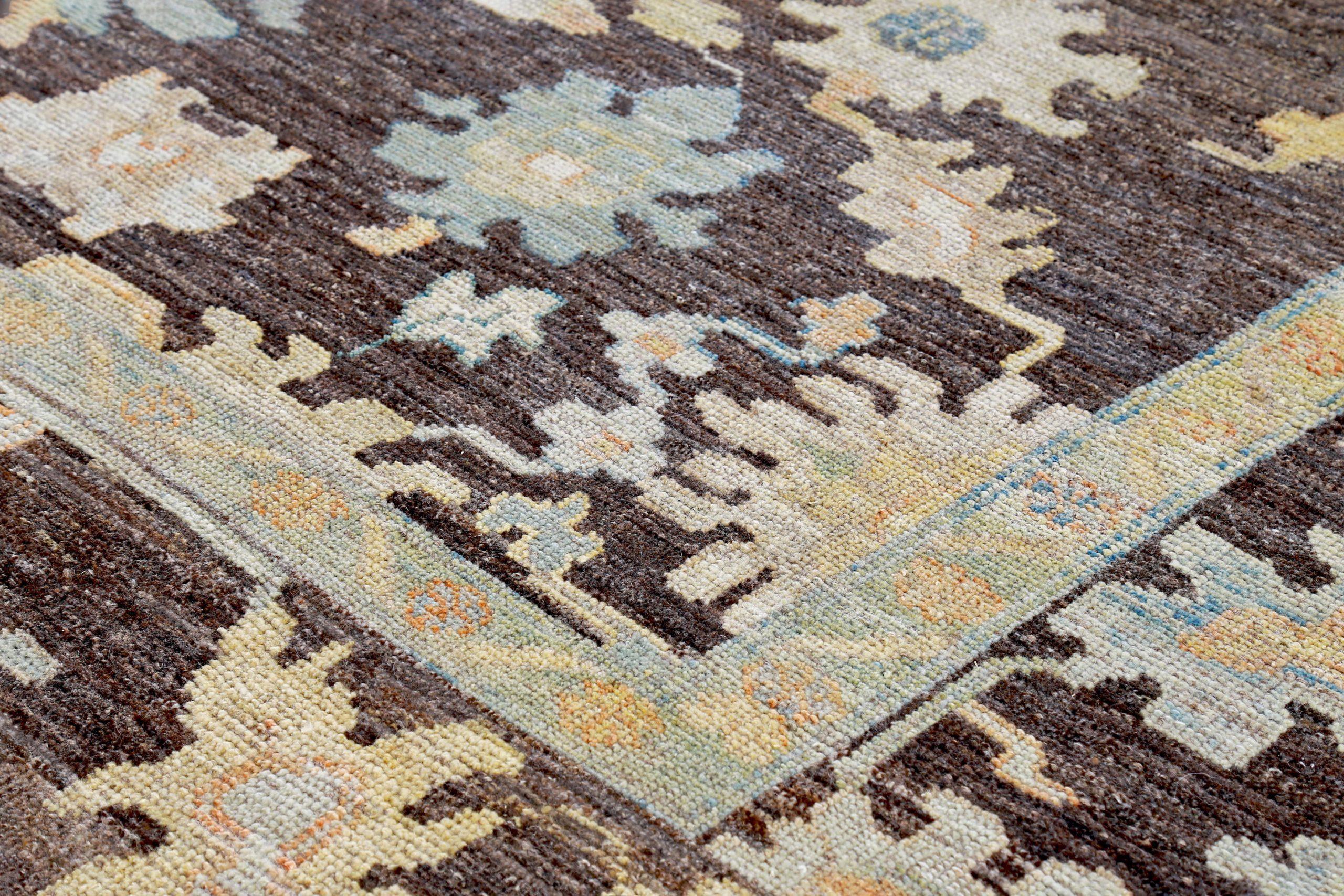 Tappeti Persian Rose Collection'S Circa 1990 - Lana Marrone Avorio Design - 89383 In condizioni ottime in vendita a Dallas, TX