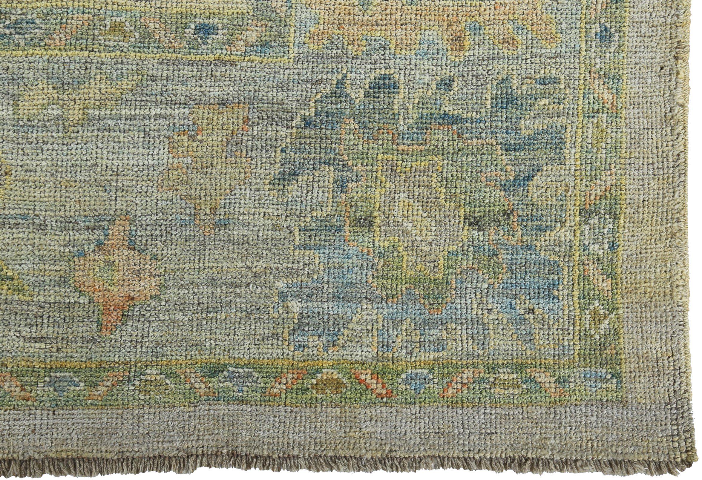 Tappeti Persian Rose Collection'S Circa 1990 - Lana Verde Blu Giallo - 89564 In condizioni ottime in vendita a Dallas, TX