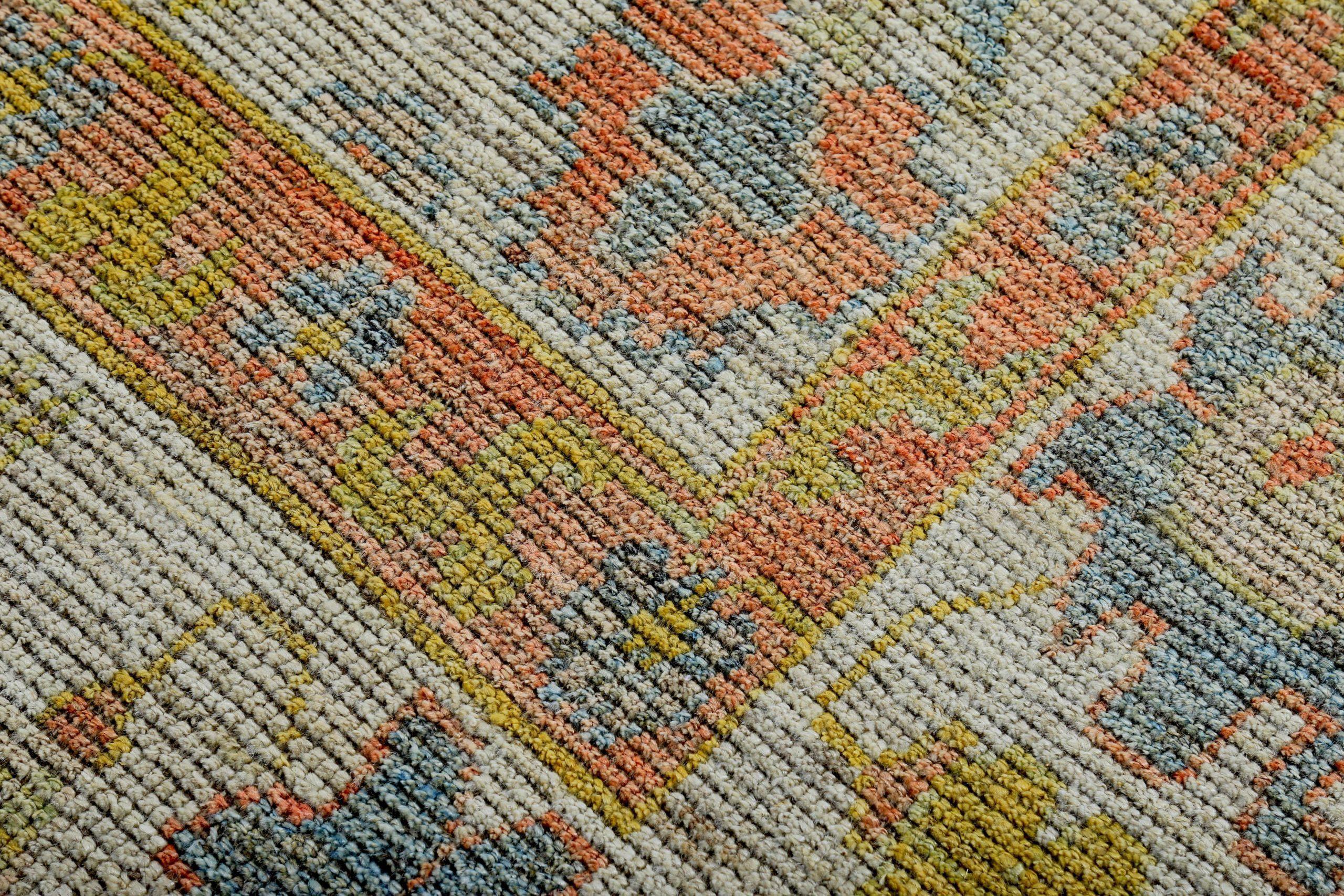 20ième siècle Tapis de la collection rose persane vers 1990 - Laine vert ivoire rose - 89287 en vente