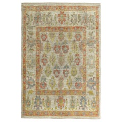 Tapis de la collection rose persane vers 1990 - Laine vert ivoire rose - 89287