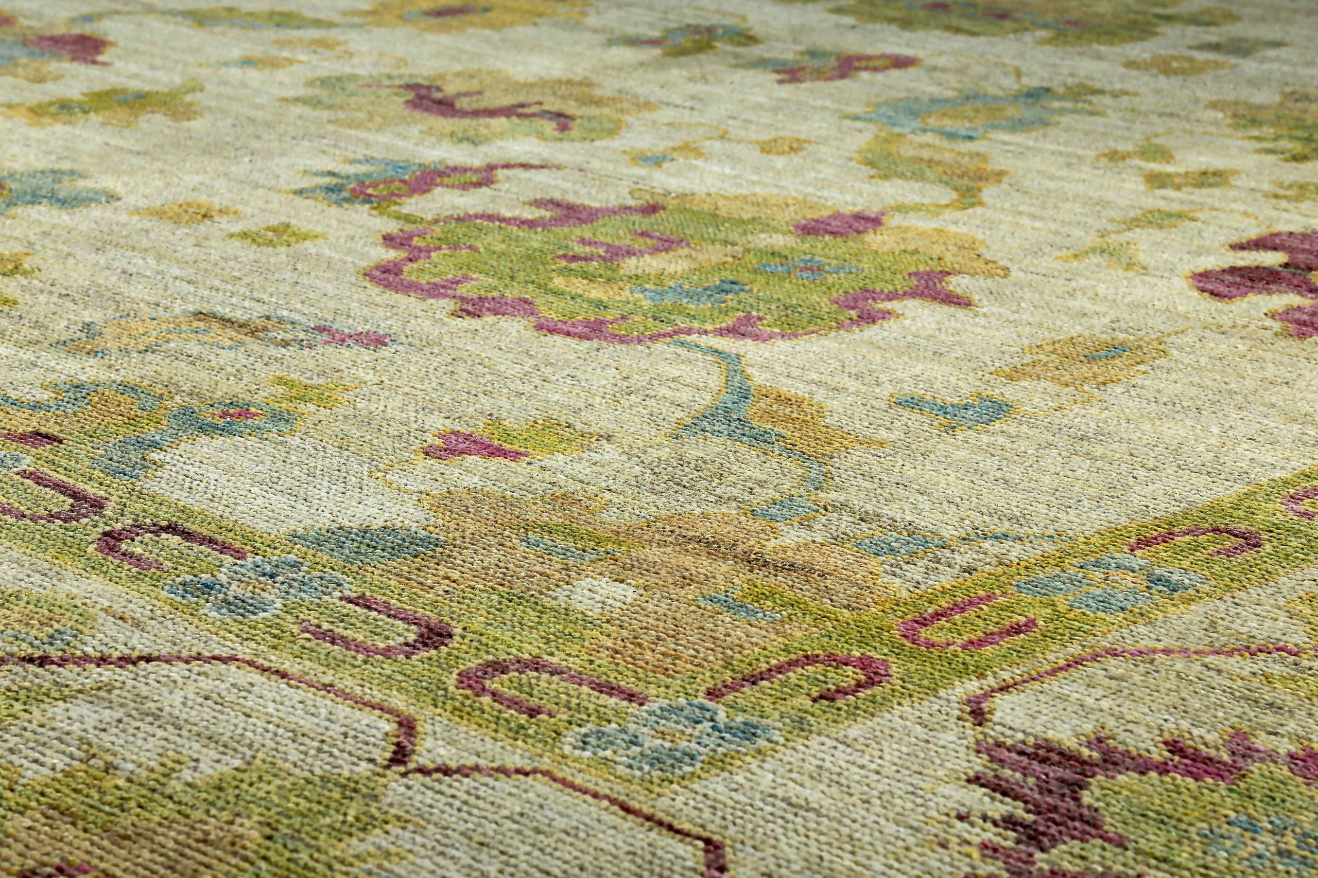 Asiatico Tappeti Persian Rose Collection'S Circa 1990 - Lana Verde Avorio Purpel - 89081 in vendita