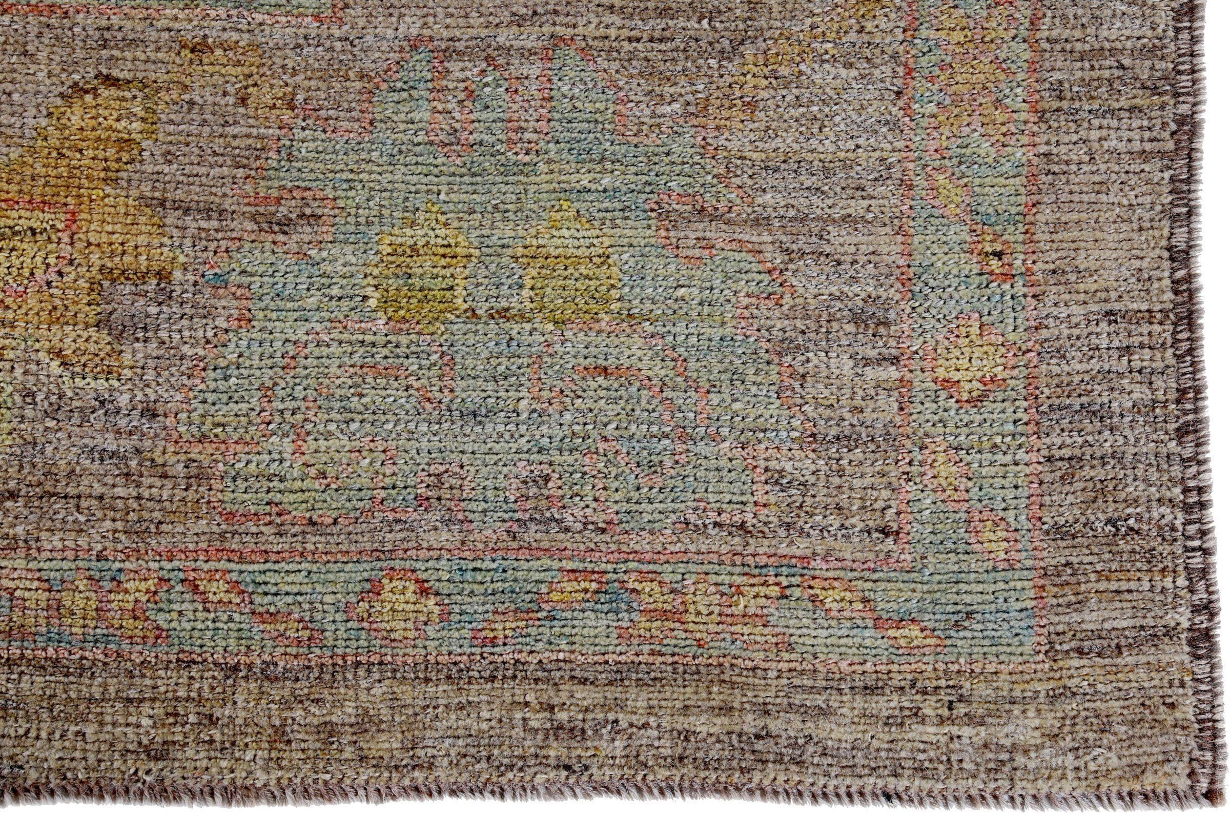 Asiatico Tappeti Persian Rose Collection'S Circa 1990 - Lana Verde Avorio Giallo - 89388 in vendita