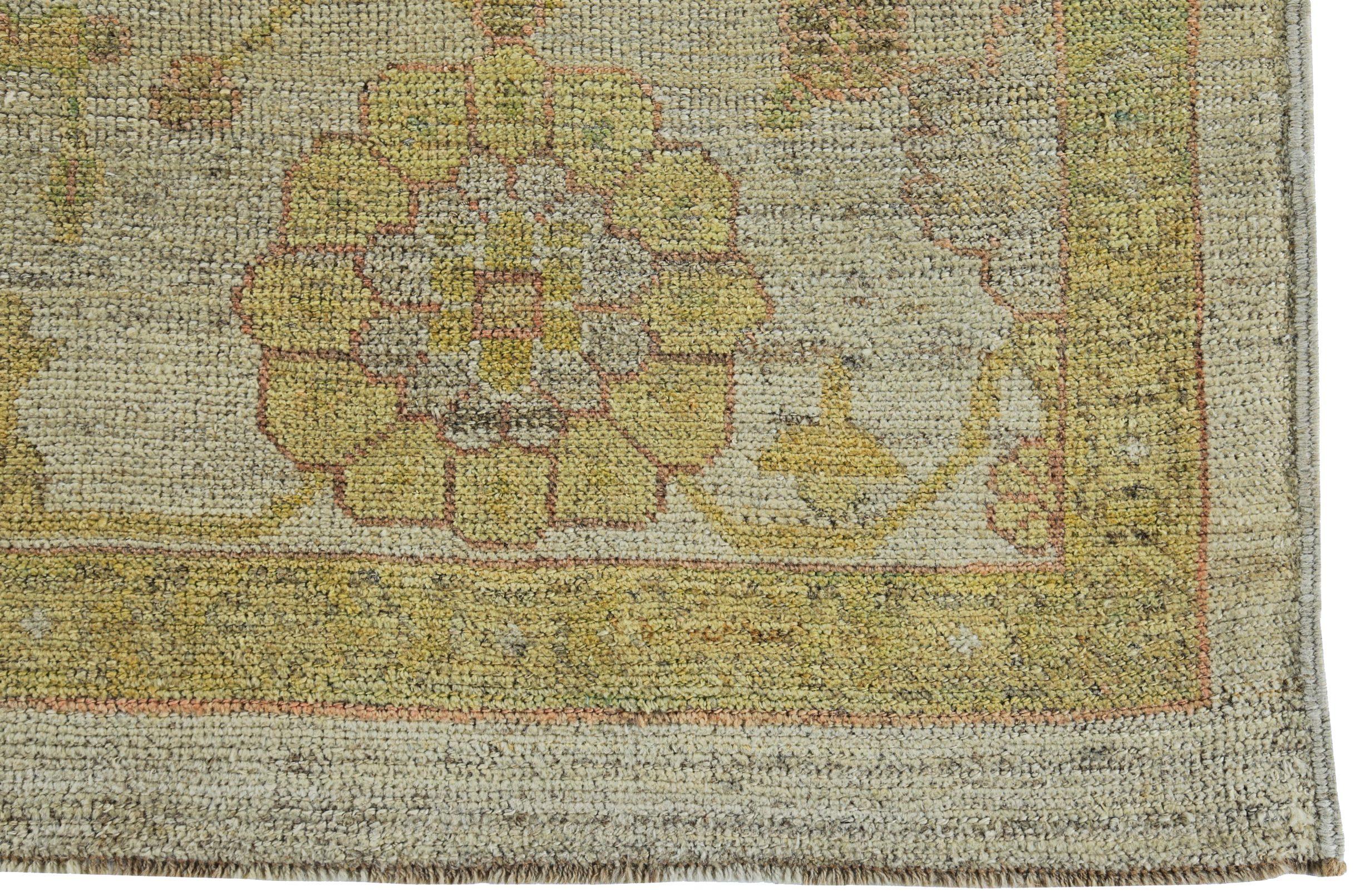 Tappeti Persian Rose Collection'S Circa 1990 - Lana Verde Avorio Giallo - 89565 In condizioni ottime in vendita a Dallas, TX