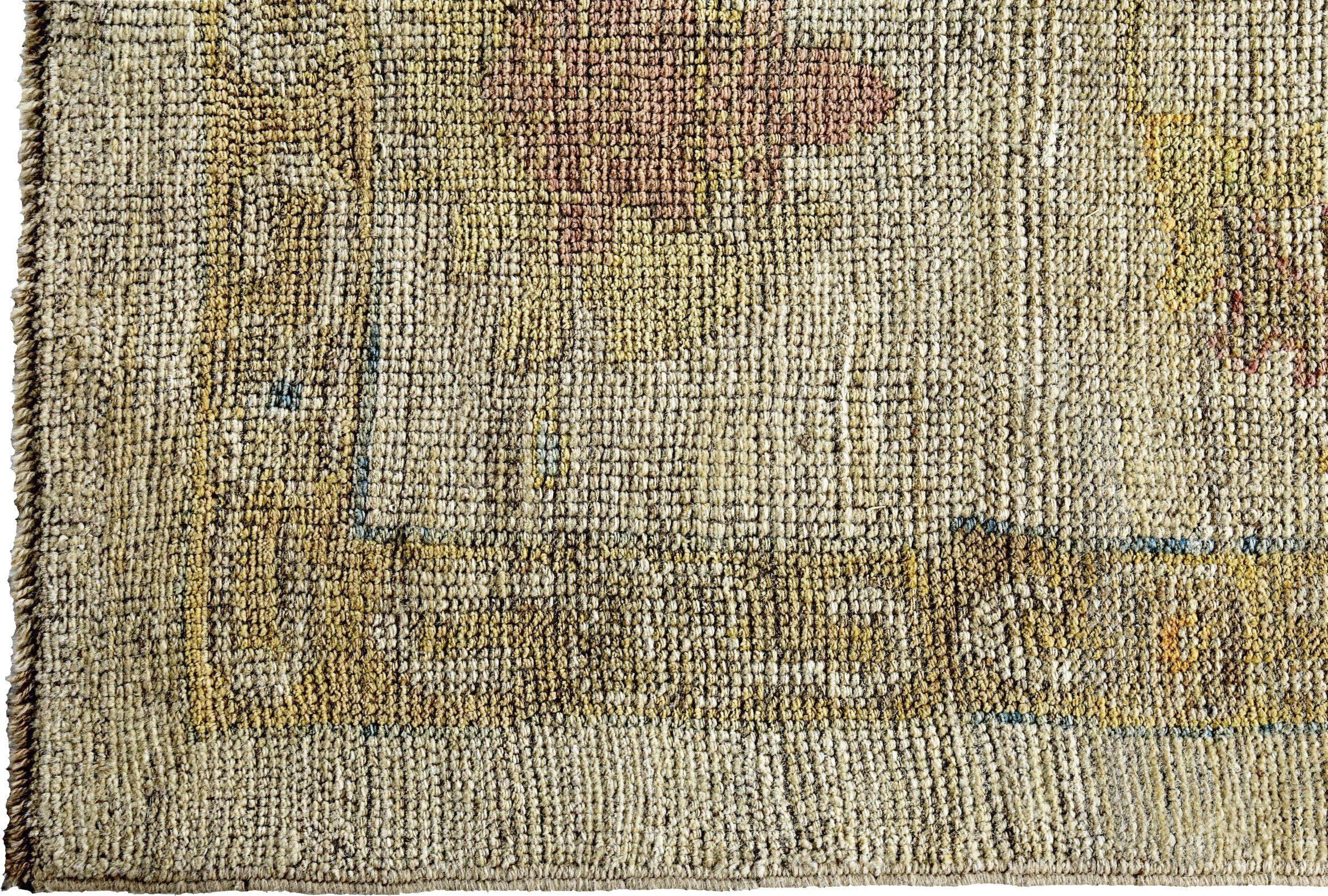 20ième siècle Tapis de la collection rose persane vers 1990 - motif en laine ivoire jaune - 89294 en vente