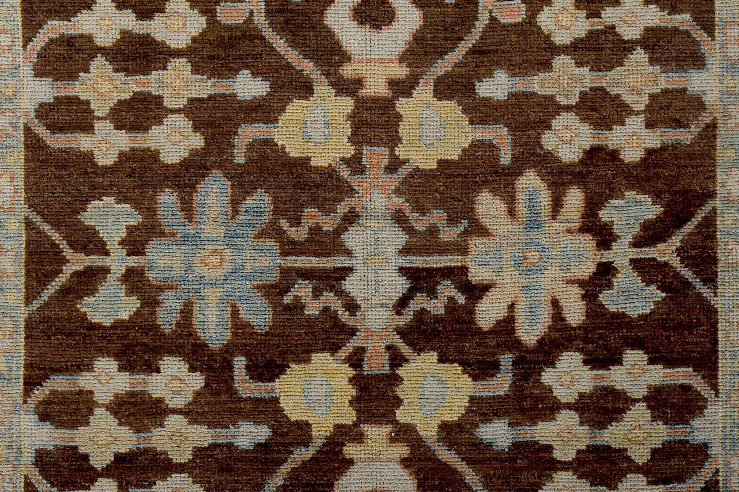 Iracheno Tappeti Persian Rose Collection - Disegno in lana blu e marrone - 89267 in vendita