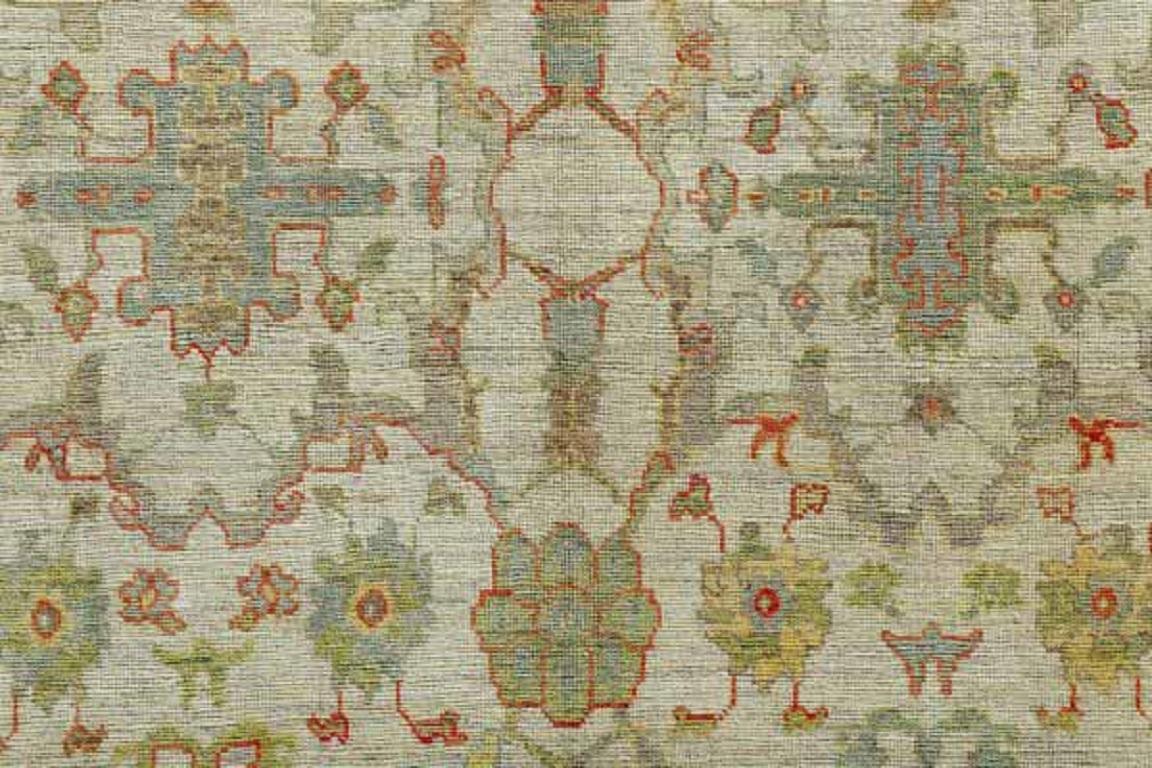 Persian Rose Kollektion Teppiche - Wolle Blau Grün Elfenbein - 89101 (Irakisch) im Angebot