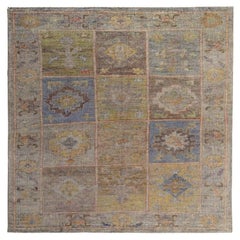 Tapis de la collection rose persane - Laine bleu vert ivoire - 89404