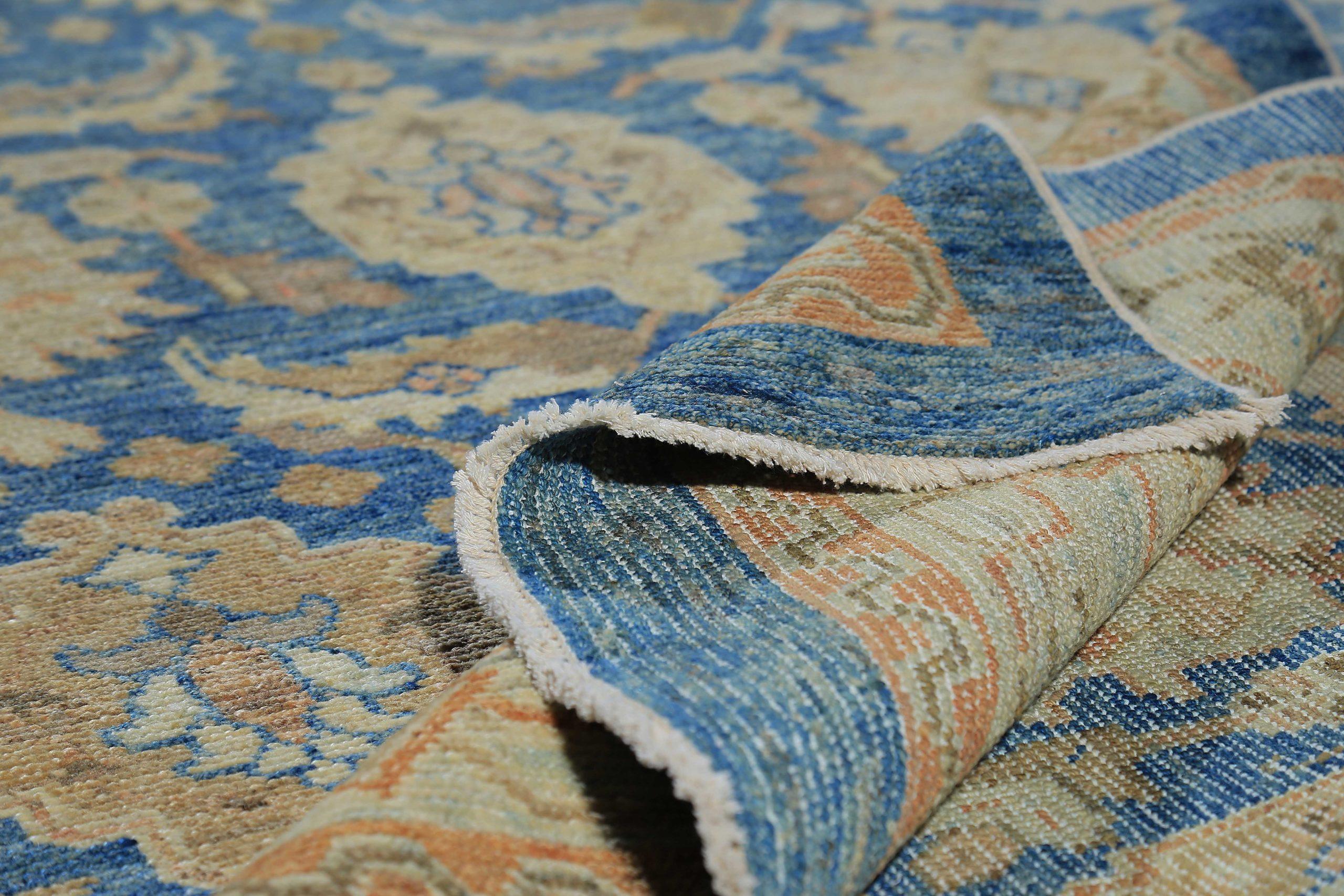 Persian Rose Kollektion Teppiche - Wolle Blau Elfenbein Design - 89226 im Zustand „Hervorragend“ im Angebot in Dallas, TX