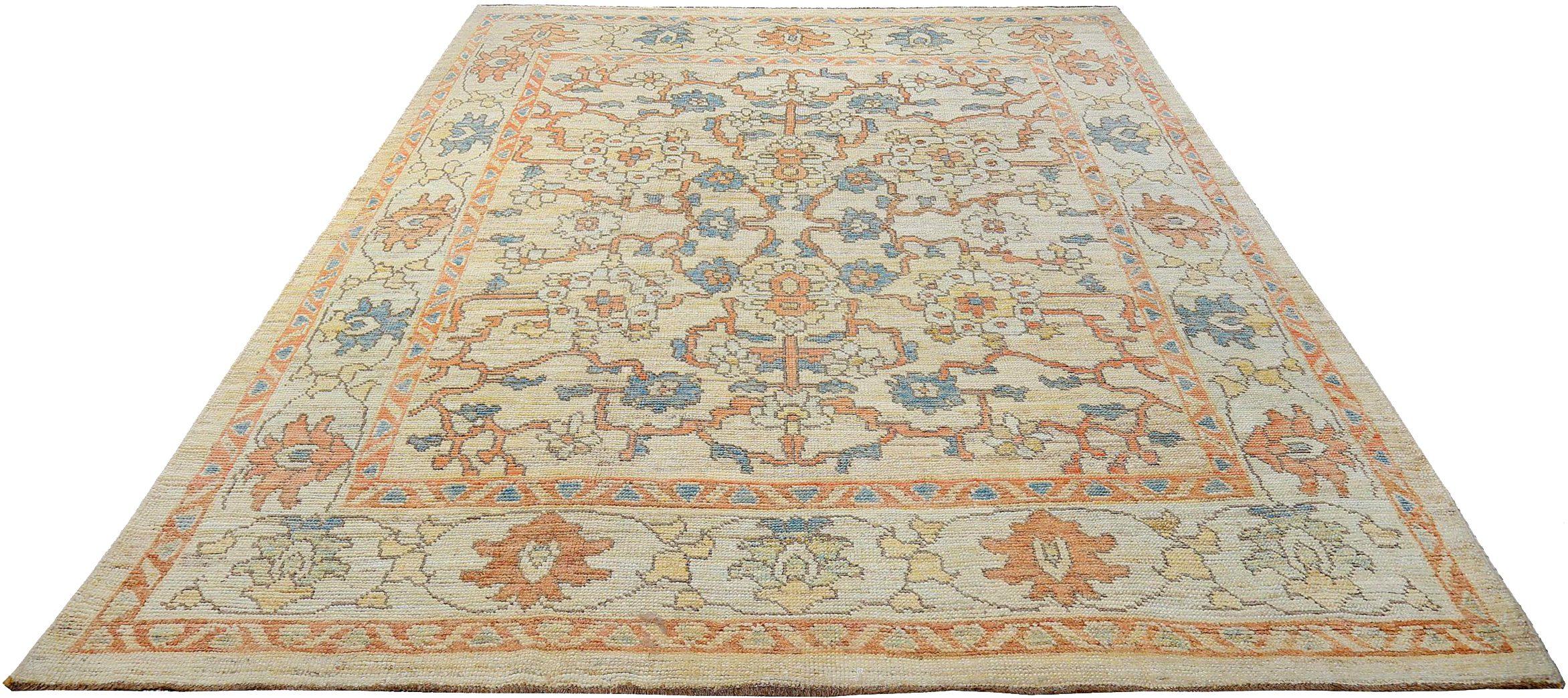 Descubre la elegancia de la Colección Rosa Persa con las Alfombras de Área de Circa 1990. Diseñado con lana y azul-marfil-naranja, este diseño exclusivo es perfecto para realzar tu espacio.