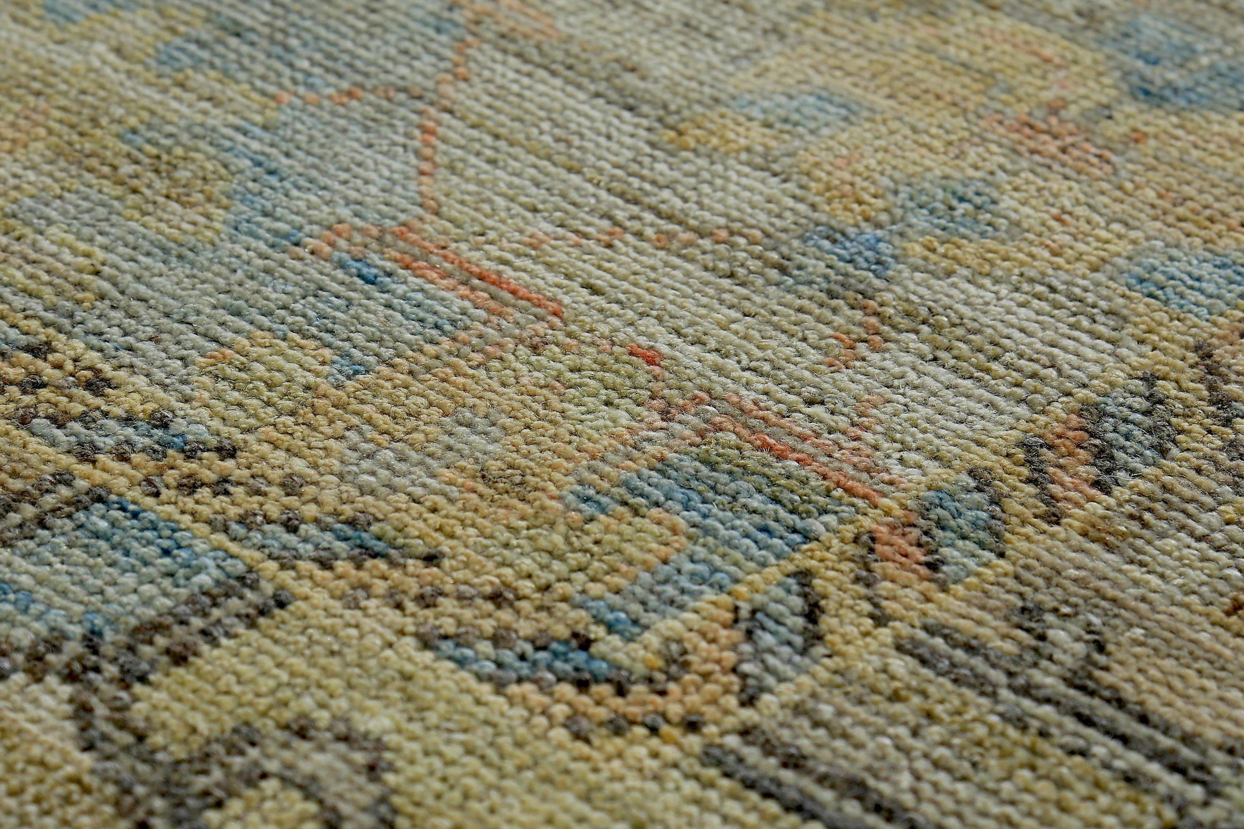Irakien Tapis de la collection rose persane - Laine bleu ivoire jaune - 89230 en vente