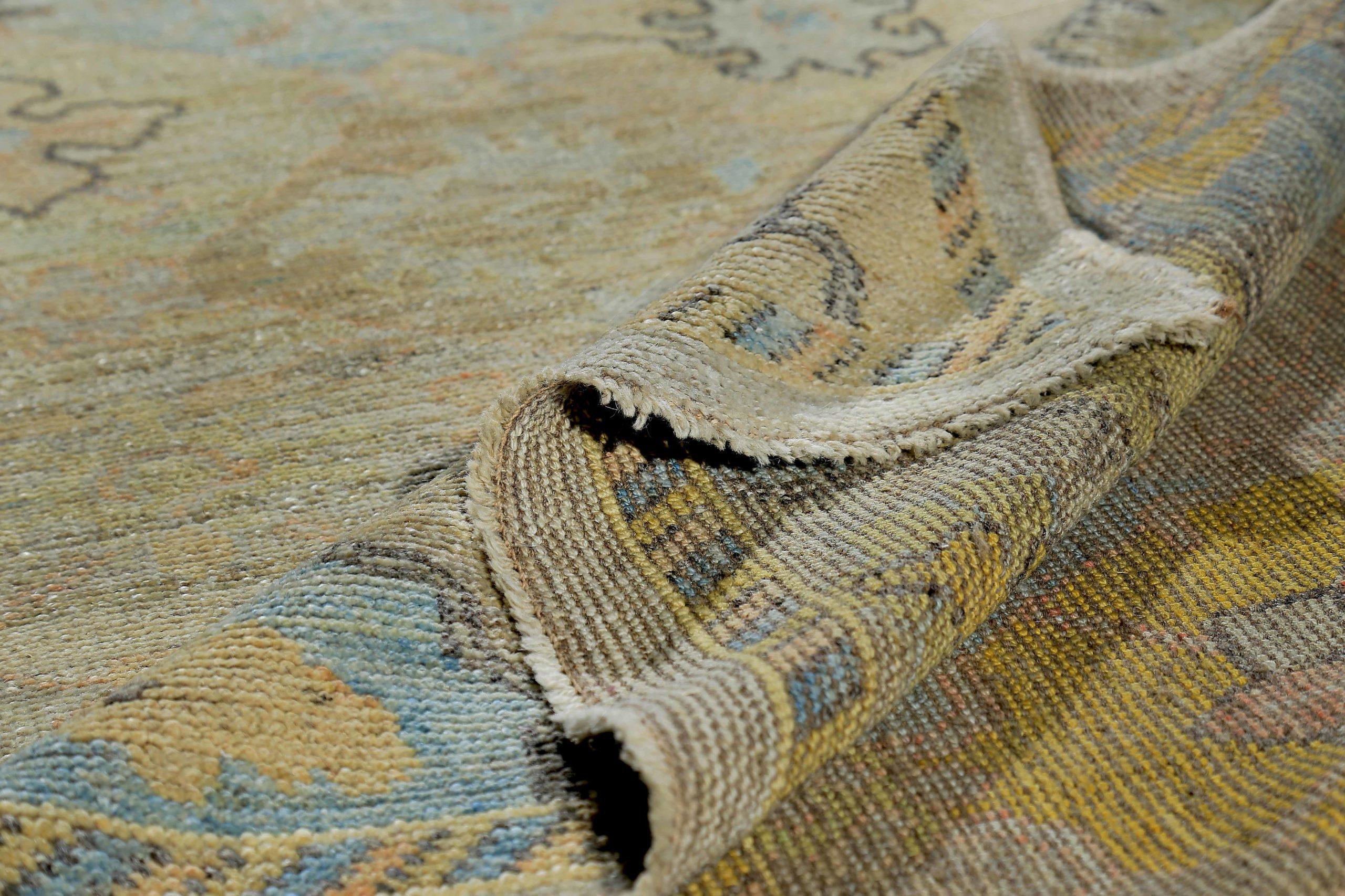 20ième siècle Tapis de la collection rose persane - Laine bleu ivoire jaune - 89230 en vente