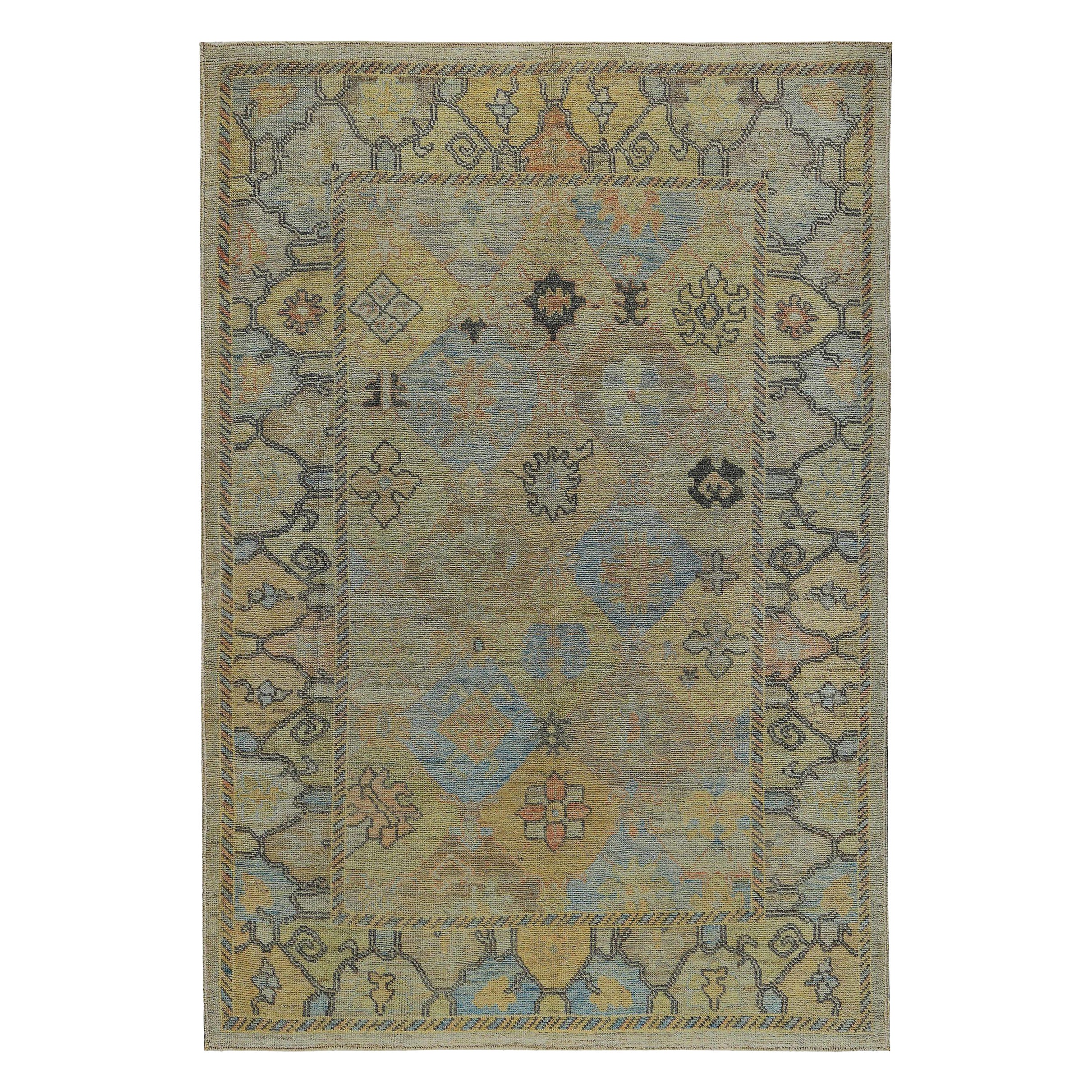 Tapis de la collection rose persane - Laine bleu ivoire jaune - 89230