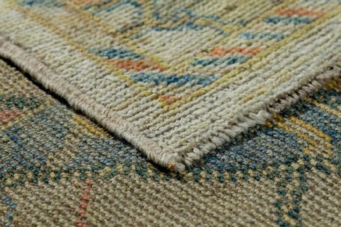 Tapis de la collection rose persane - Laine bleu ivoire jaune - 89238 Excellent état - En vente à Dallas, TX
