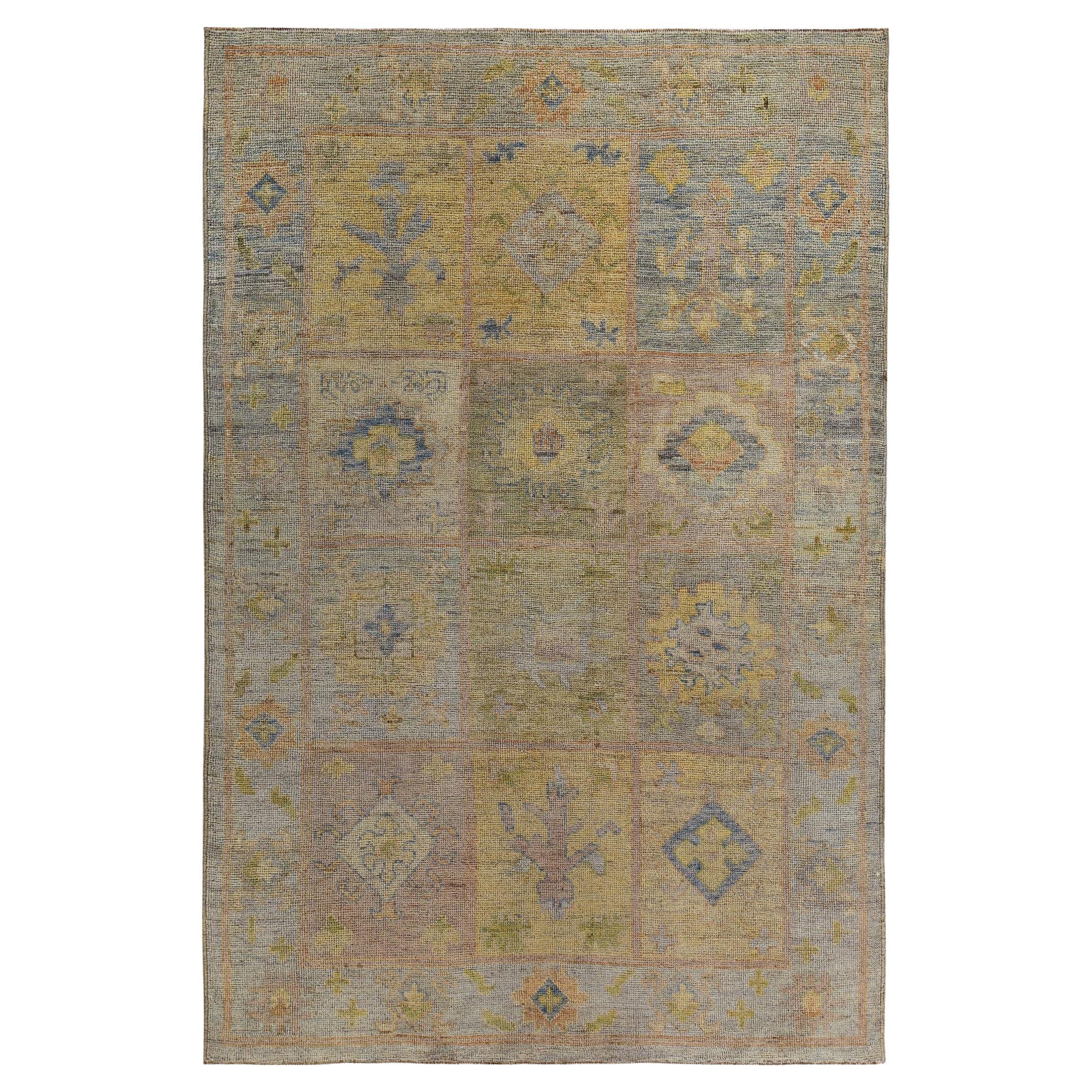 Persian Rose Collection Area Rugs - Wool Blue Ivory Yellow - 89504
