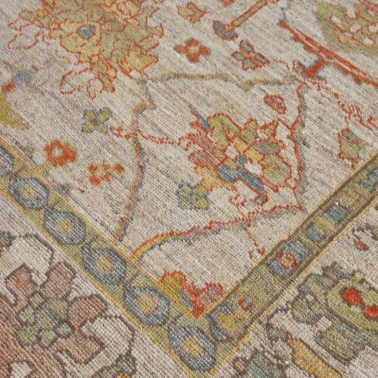 Irakien Tapis de la collection rose persane - Laine vert ivoire rouge - 89407 en vente